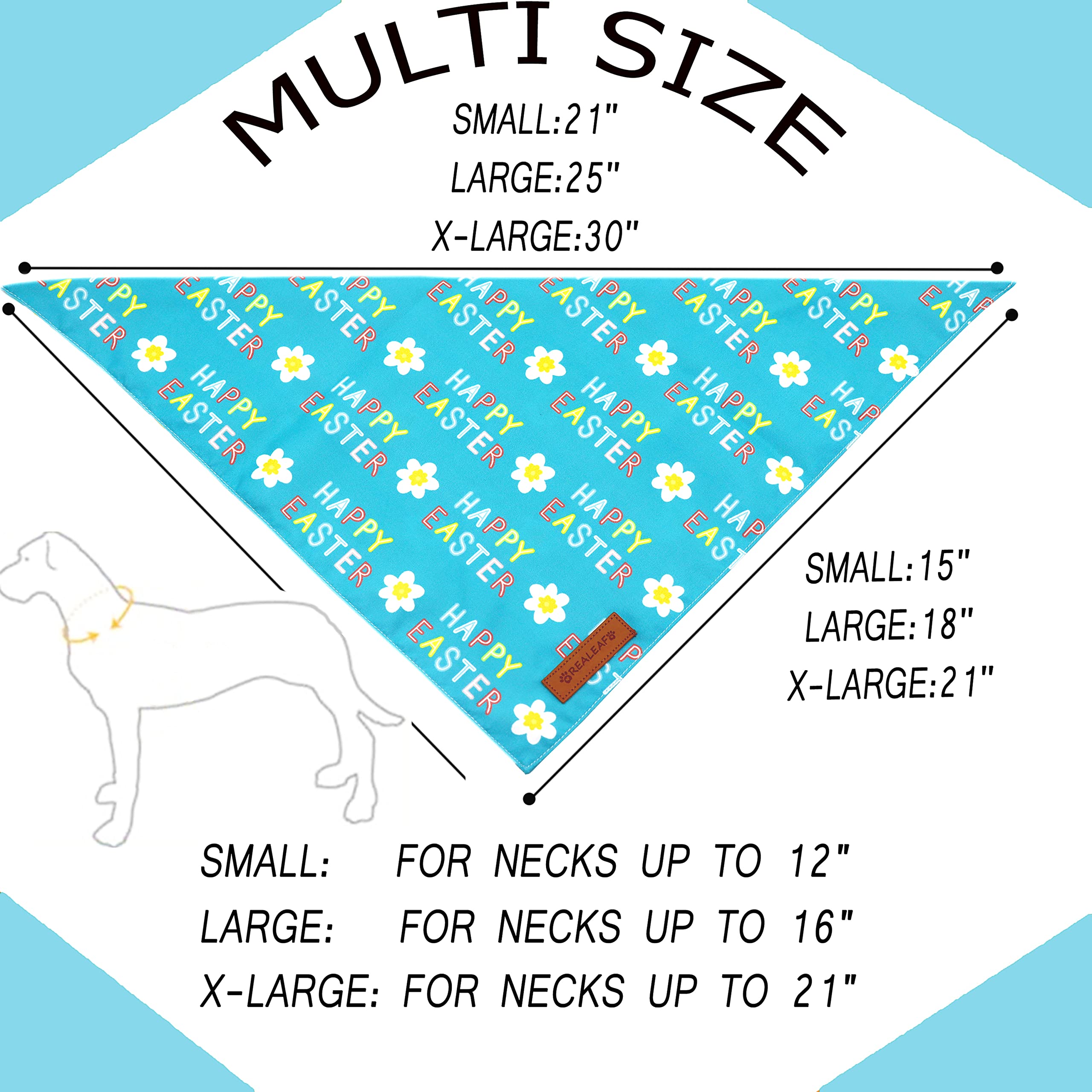 Realeaf Happy Easter Dog Bandanas 2 Pack, Reversible Pet Scarf For Boy And Girl, Premium Durable Fabric, Holiday Bandana For Small Medium Large And Extra Large Dogs (X-Large)