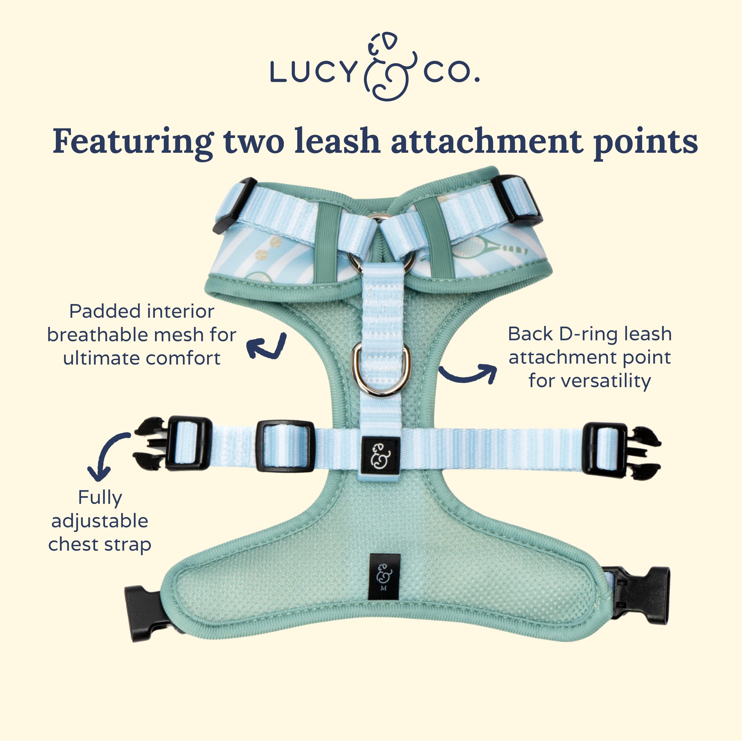 Lucy & Co. The Match Point No-Pull Dog Harness - Size Large - Vest to Stop Pulling & Walk Easy - Comfortable Leash Training Prod
