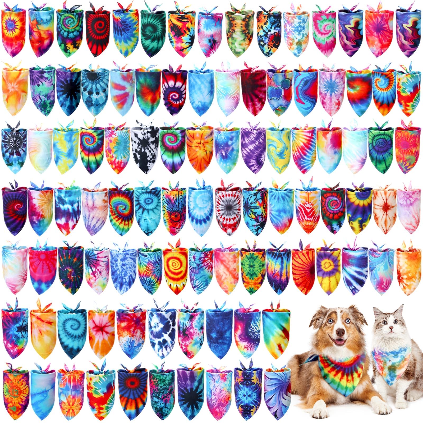 Huhumy 200 Pcs Dog Bandanas Bulk Pet Bibs Colorful Triangle Scarf Pet Bandanas For Medium Large Dogs Spring Summer Birthday Cost