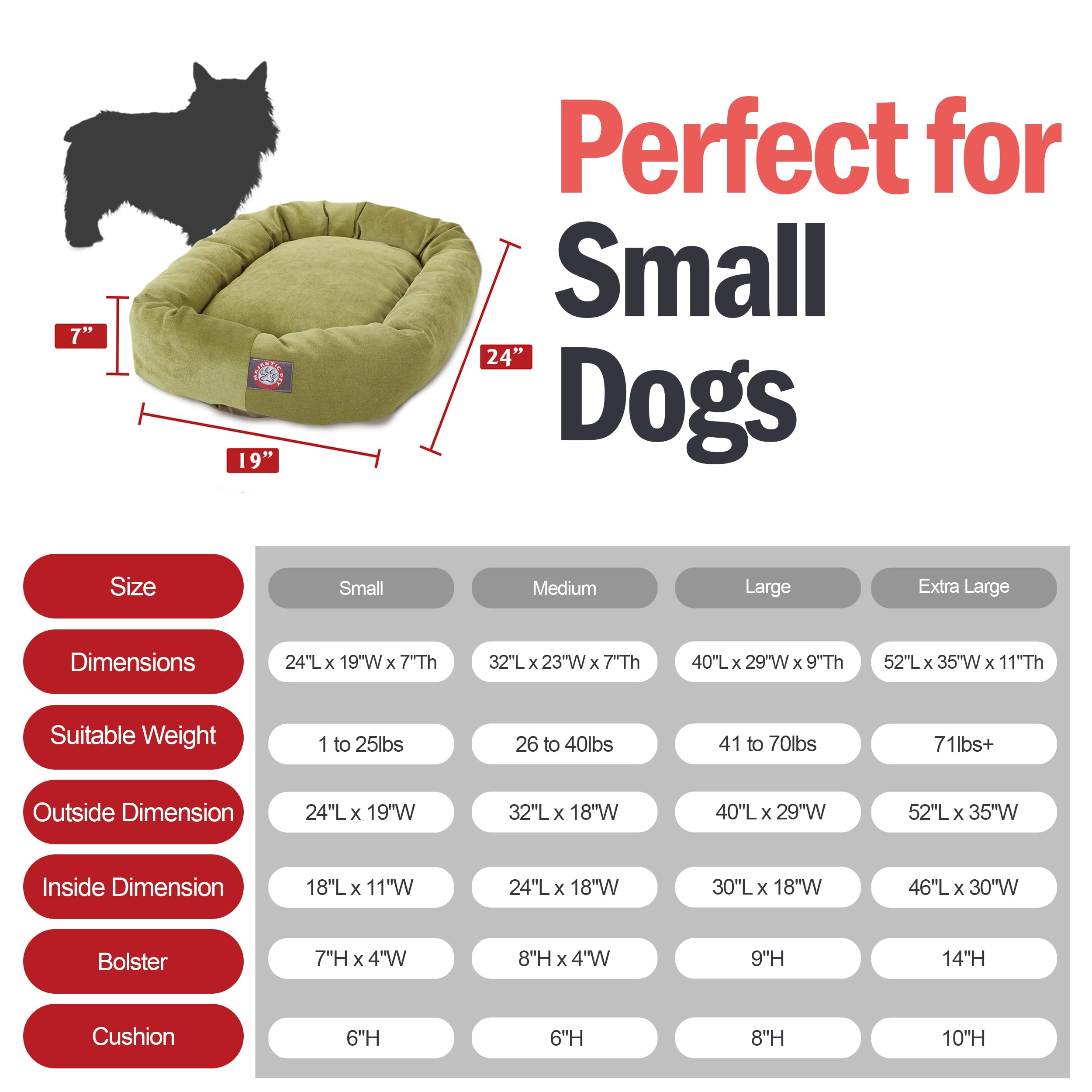 Majestic Pet 24 Inch Micro Velvet Calming Dog Bed Washable 24X19X7 (Inch) - Cozy Soft Round Donut Dog Bed With Spine For Head Su