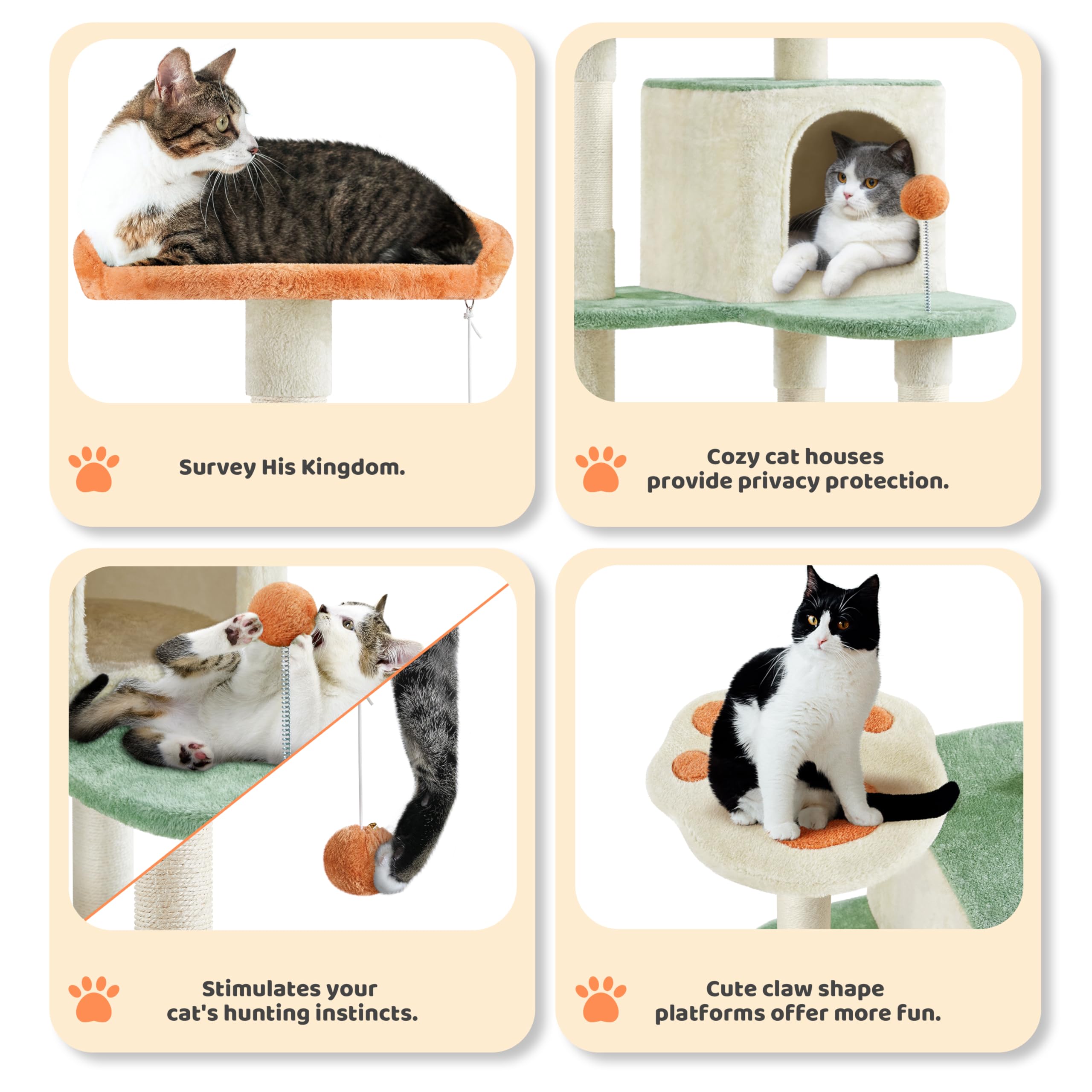 Yaheetech 65in Cat Tree, Cat Tower with Heart-Shaped Platform, Hanging Ball, Double Condos, Scratching Posts for Indoor Cats, Ca