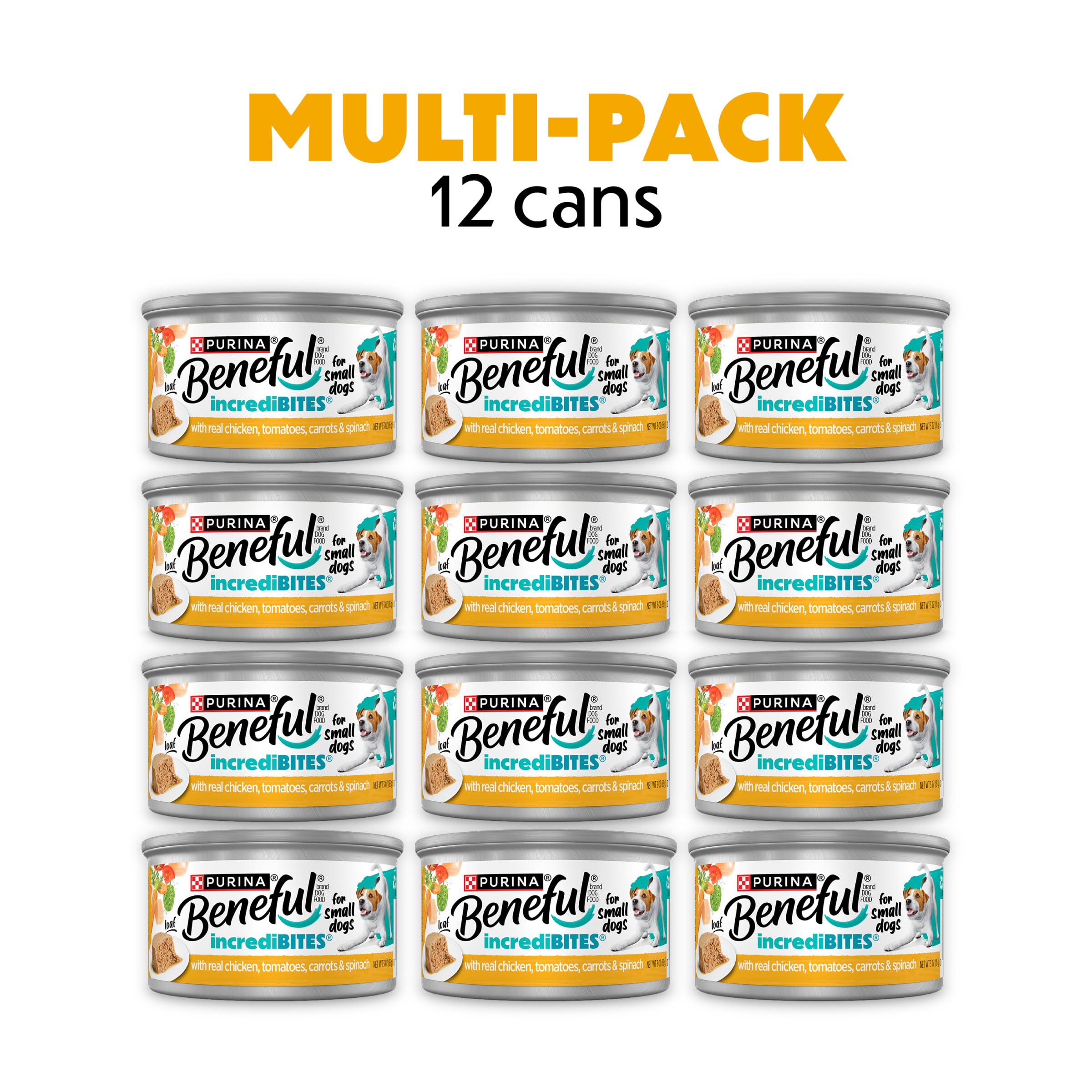 Purina Beneful Small Breed Wet Dog Food, IncrediBites Loaf With Real Chicken Recipe - (Pack of 12) 3 oz. Cans