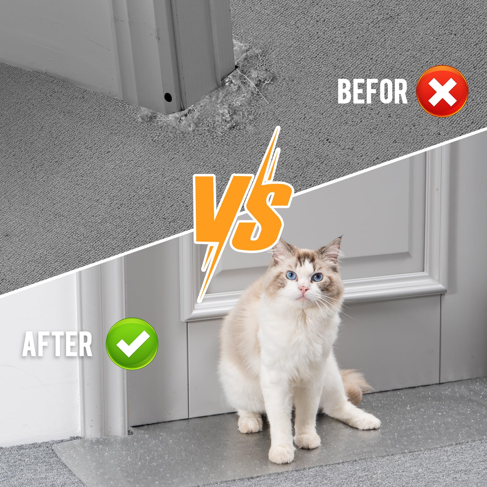 Uross Carpet Protector For Pets - Anti-Scratch Mat For Doorway, Easy To Cut Plastic Scratch Stopper, Cat Guard For Under Door, 3