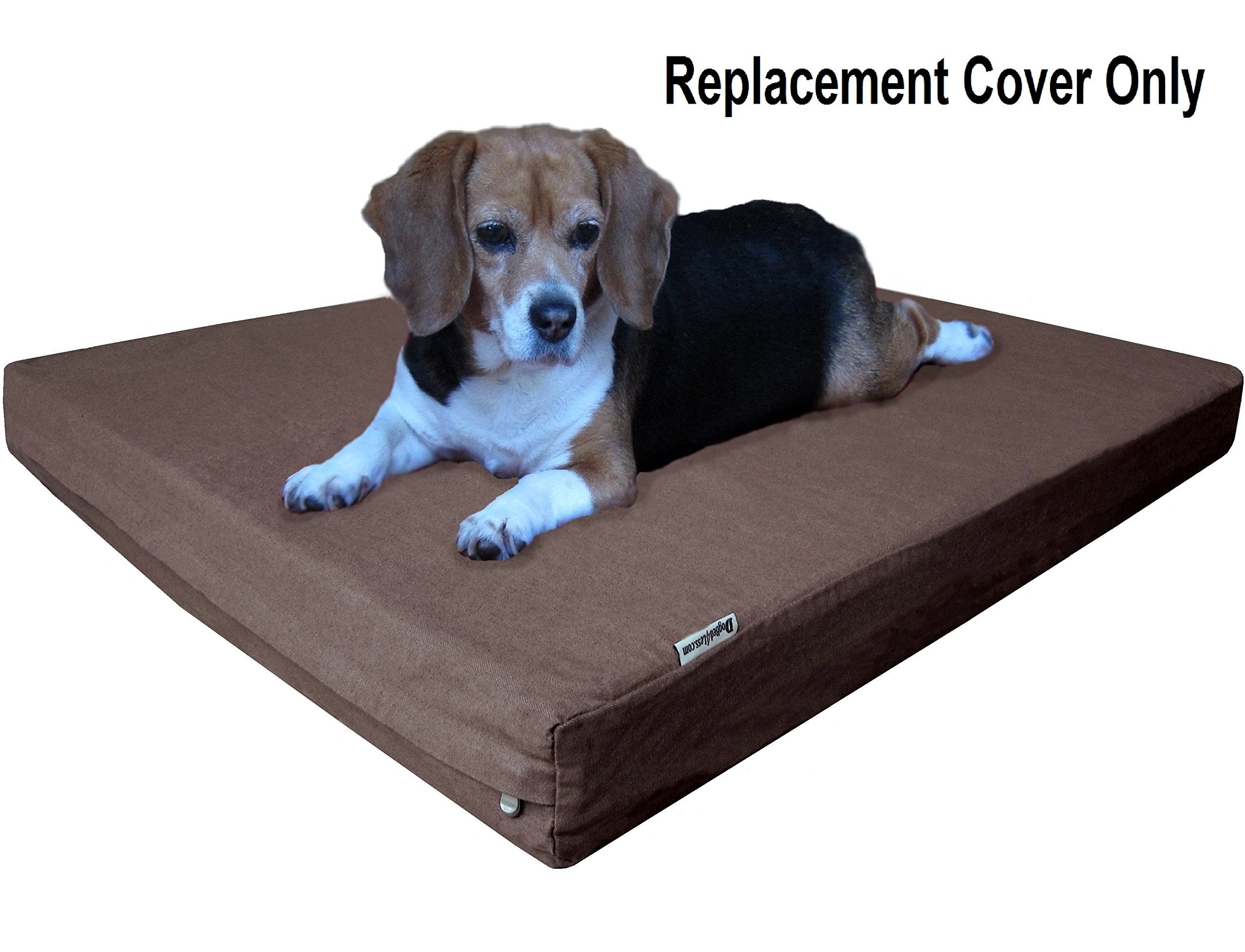 Dogbed4Less 47X29X4 Inches Extra Large Size Brown Color Denim Jean Dog Pet Bed External Zipper Cover - Replacement Cover Only