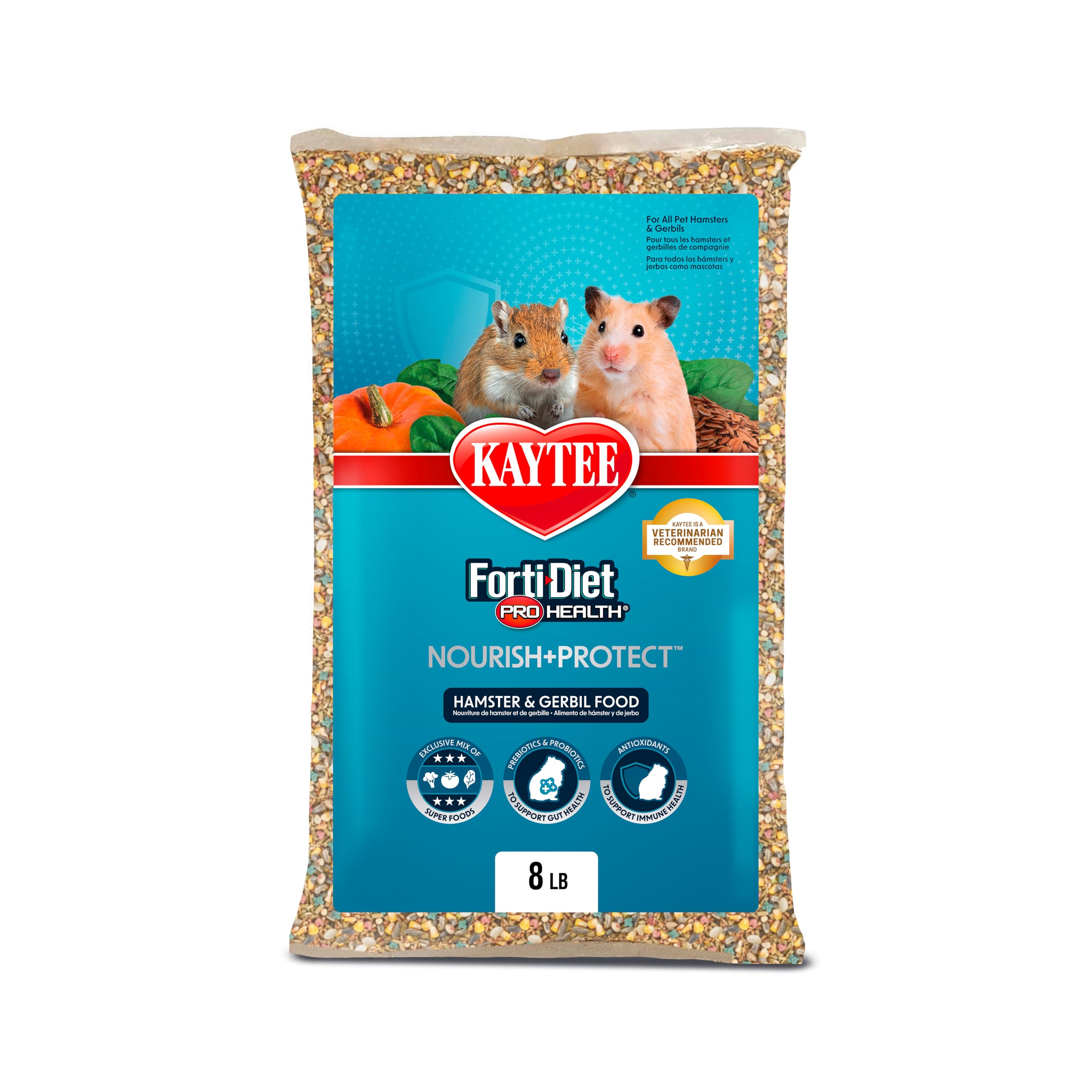 Kaytee Forti-Diet Pro Health Nourish+Protect Hamster and Gerbil Food, Comprehensive Nutrition Backed by Science, Digestive Healt