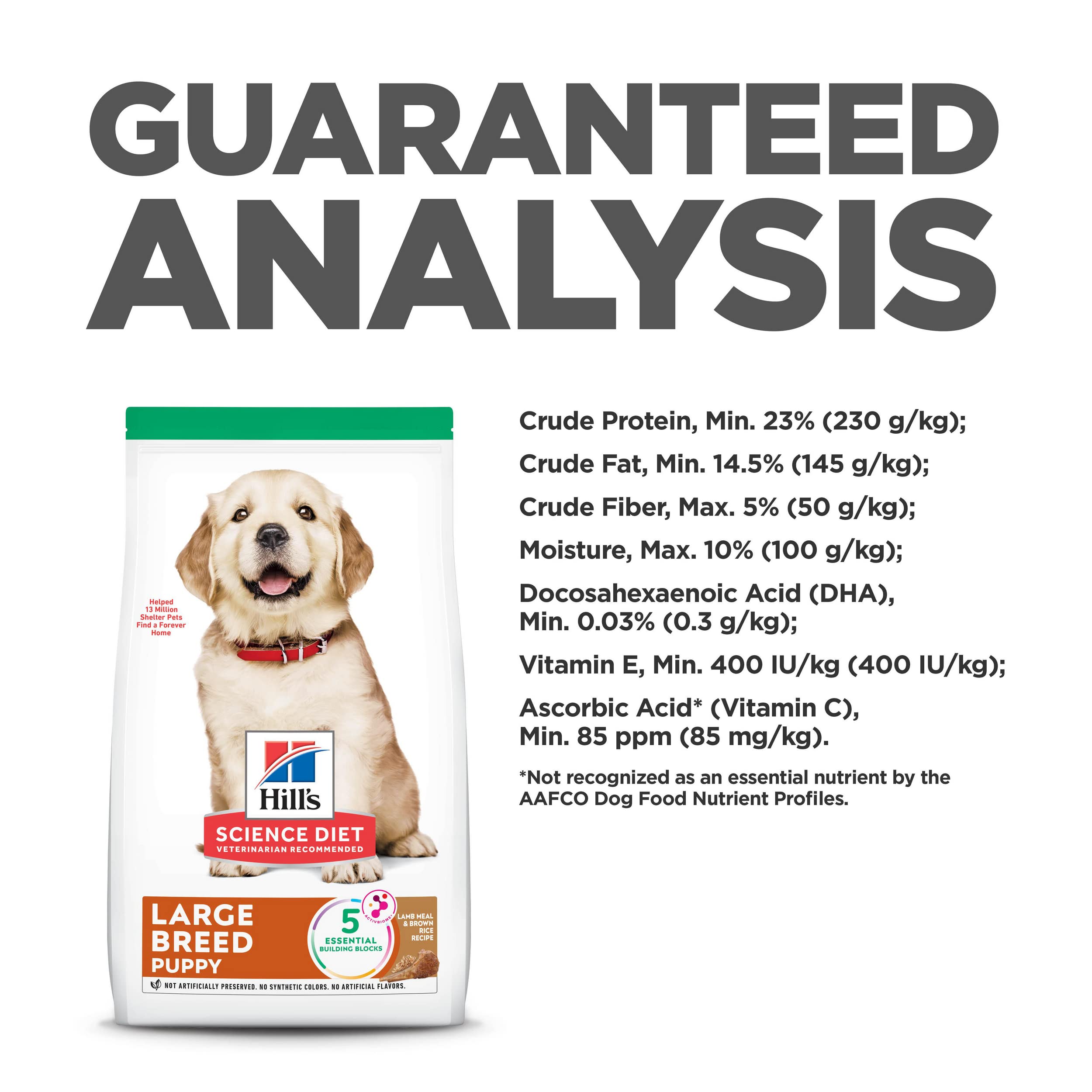 Hills Science Diet Puppy, Large Breed Puppy Premium Nutrition, Dry Dog Food, Lamb & Brown Rice, 30 lb Bag
