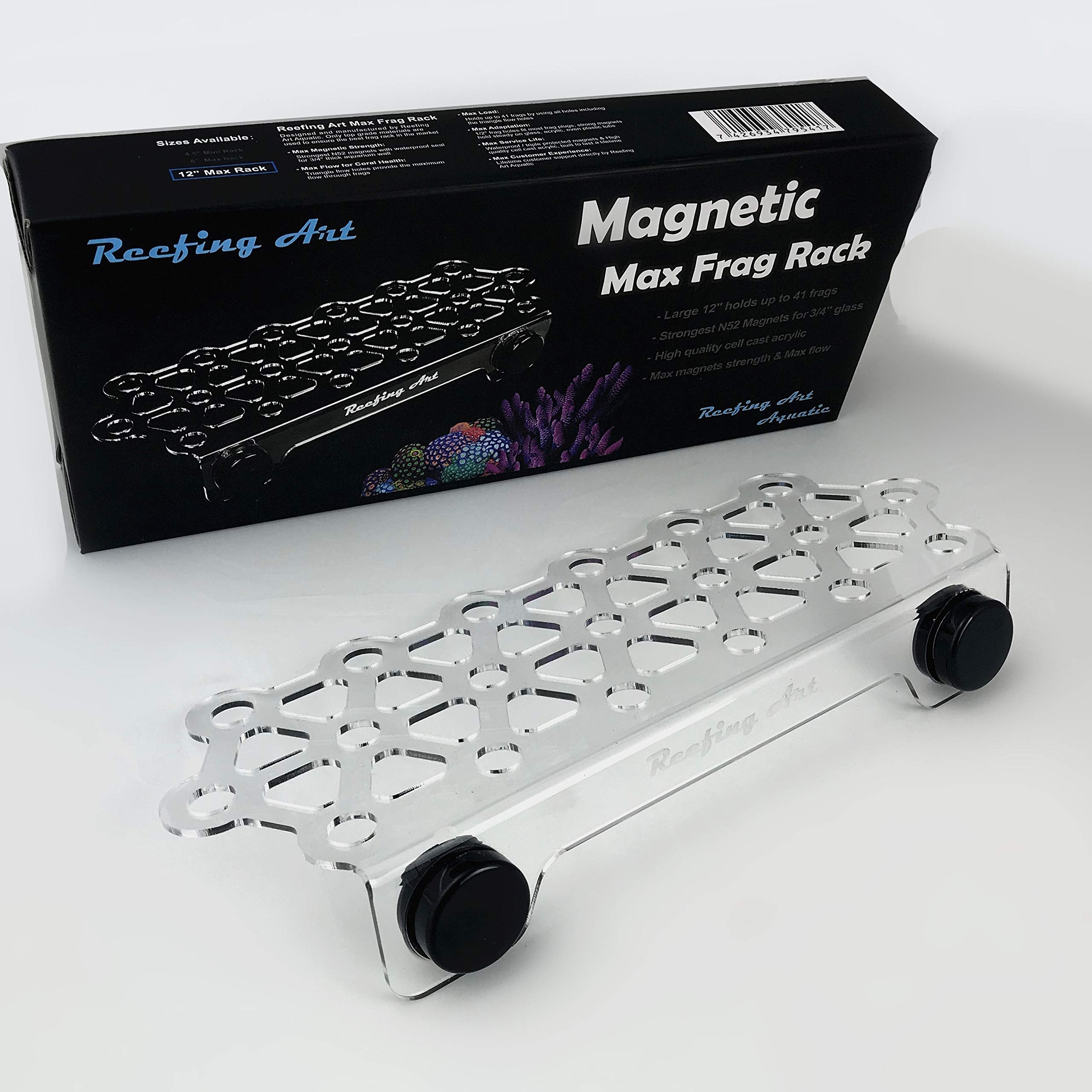 Reefing Art Magnetic Coral Frag Rack Strongest N52 Magnets Holds Up To 41 Plugs (Large Max)