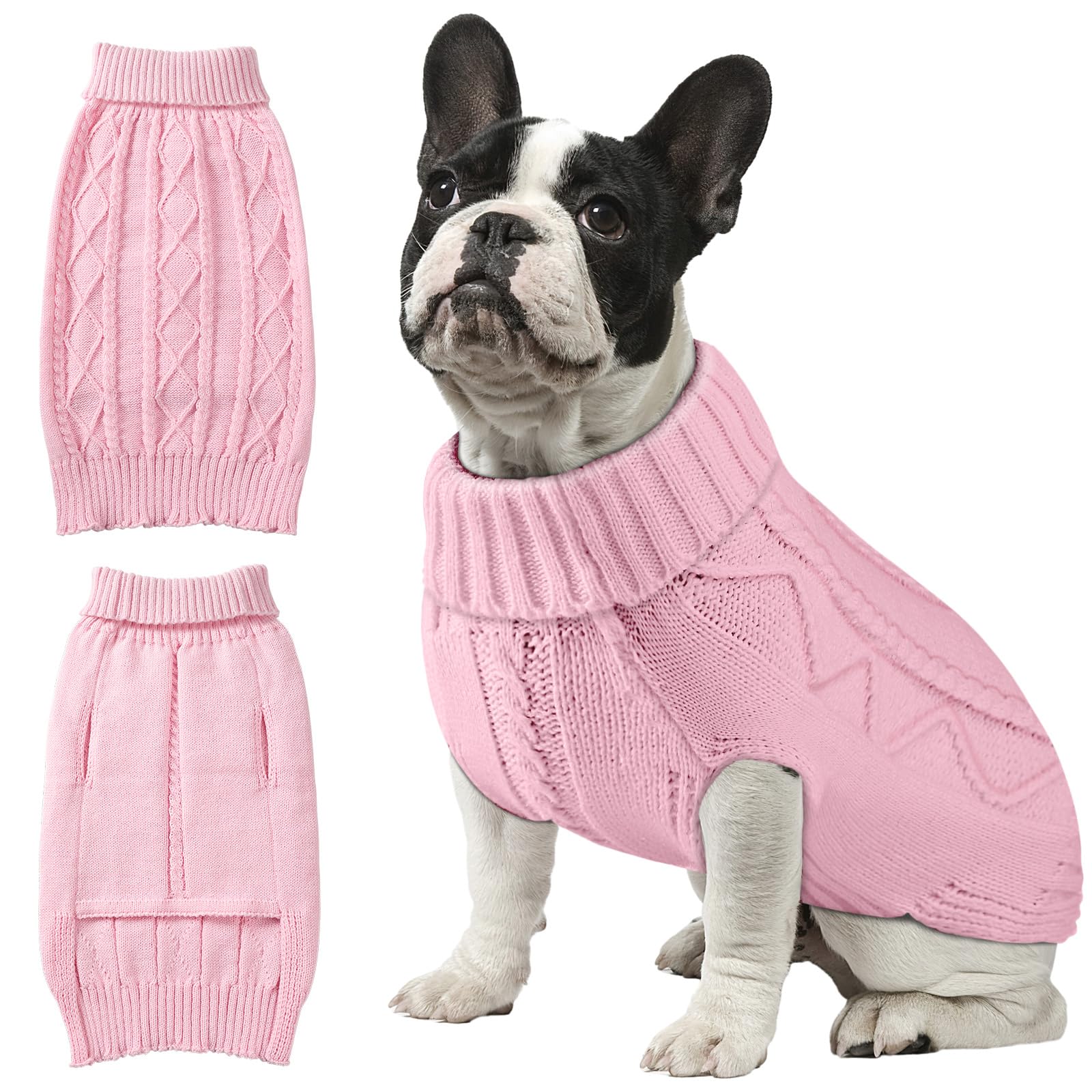 Dog Sweaters For Small Large Dogs Girl, Soft Warm Pup Dogs Shirt, Turtleneck Dog Sweaters For Medium Large Dogs, Double Knitting