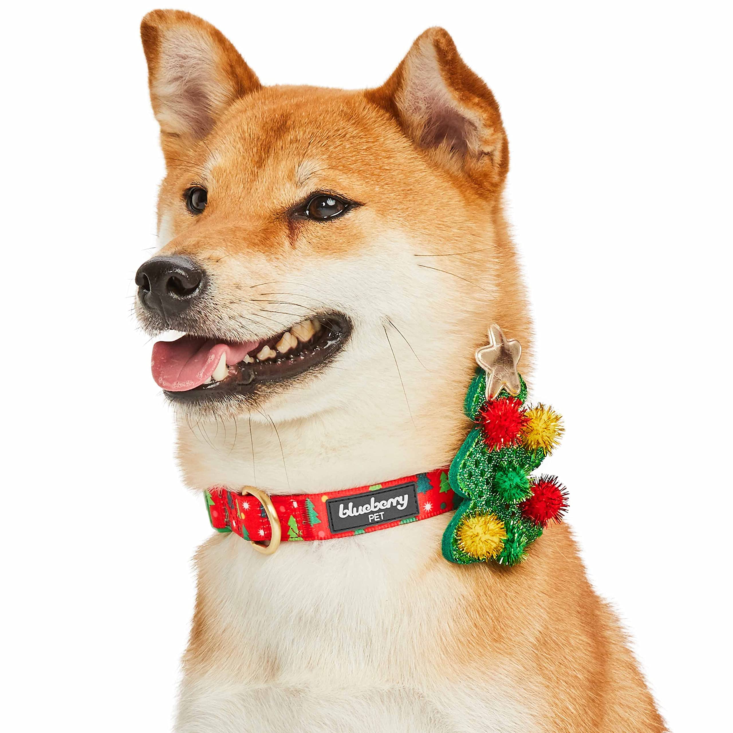 Blueberry Pet Christmas Tree Adjustable Dog Collar, Medium, Neck 14.5-20, Holiday Dog Collars For Small Dogs, Festive Dog Ch