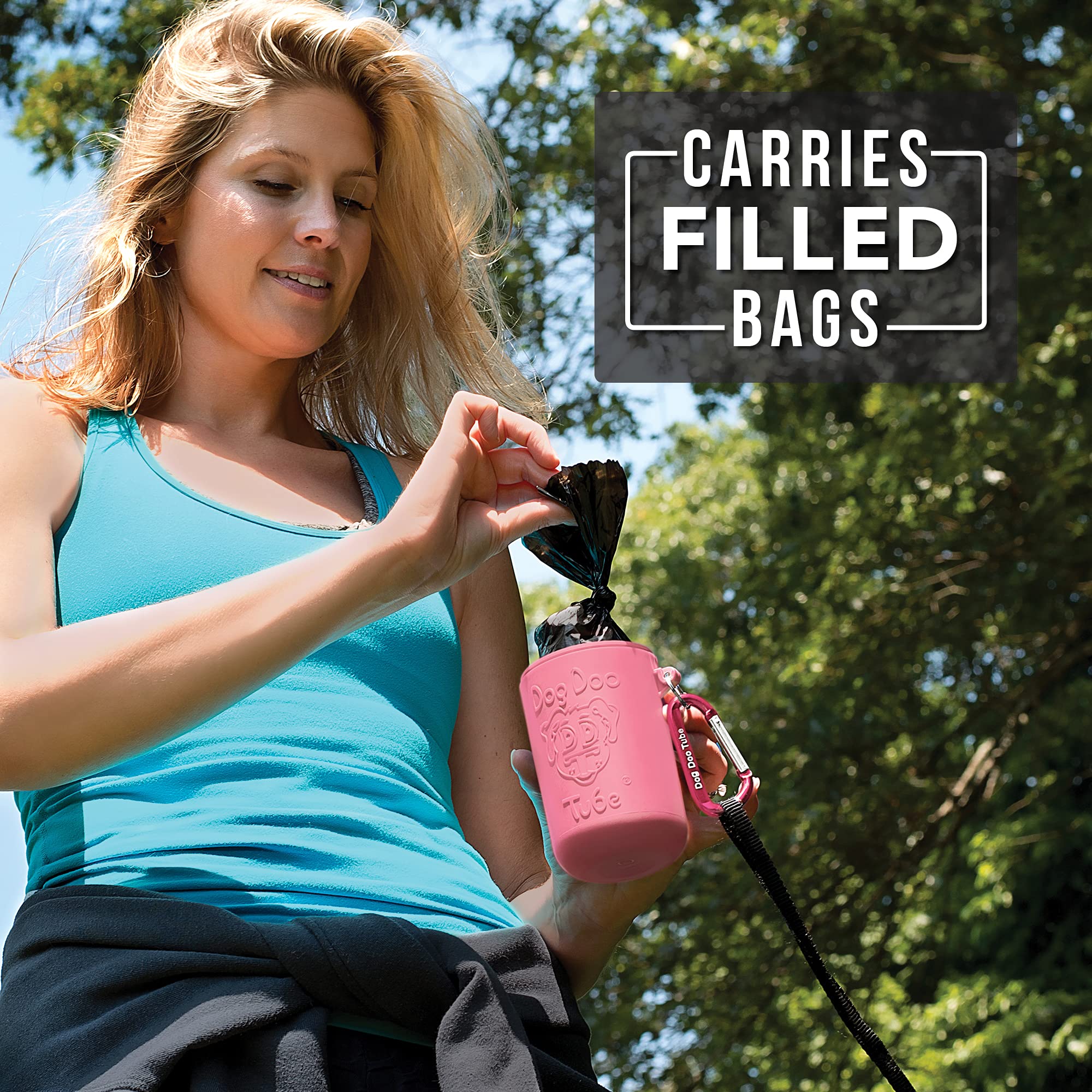 Dog Doo Tube Reusable Dog Poop Holder For Dog Walkers - Carries Used Dog Poop Bags - Tight Fitting Lid Keeps In Odors - Dog Waste Carrier - Attachable To Dog Leash, Harness Or Waist (Medium, Pink)
