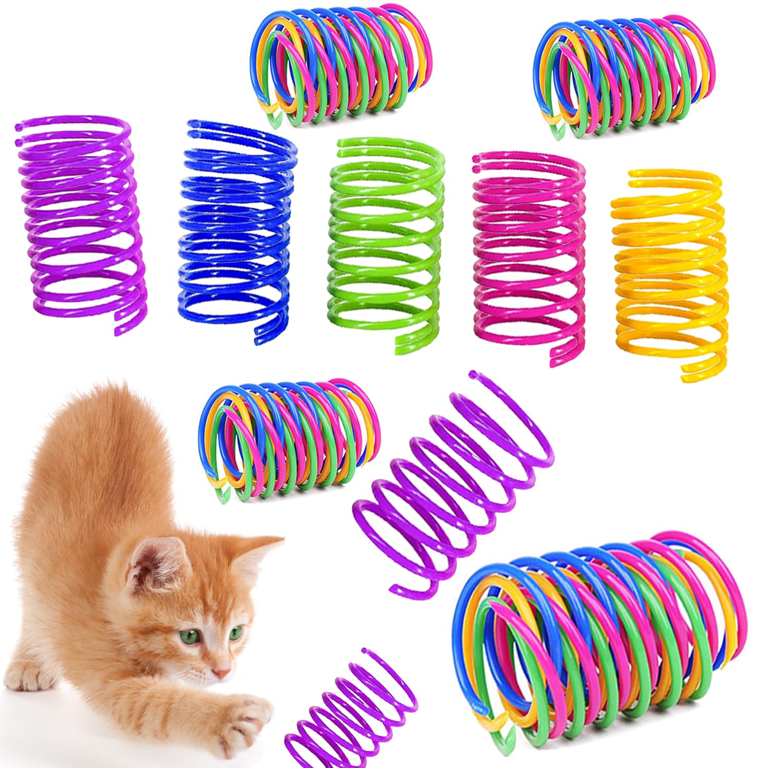 Cat Spring Toys, Bouncy Coil Kitty Cats Spiral Spring Toy for Indoor Cats Heavy Interactive Cat Toys Springy Chew Toys Colorful 