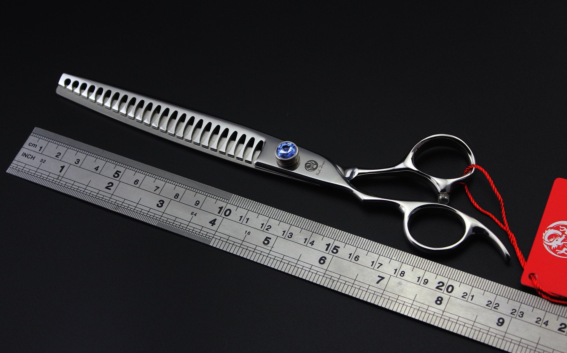 Purple Dragon 8.0'' Left Handed Professional Pet/Dog Grooming Hair Cutting Scissors&Downward Curved Scissor &Chunker Shears With