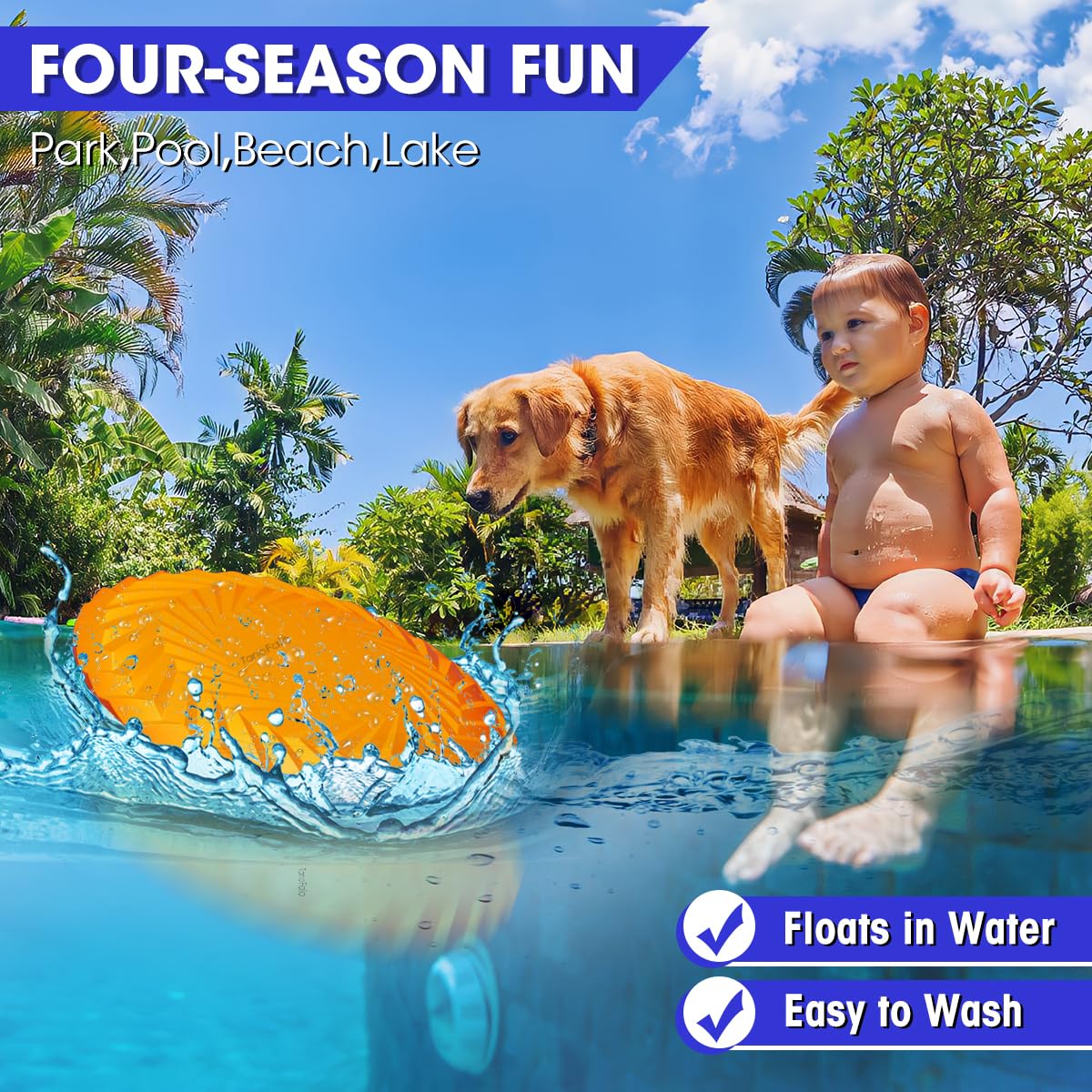Tanofalo Dog Flying Disc, Dog Flyer Toy 7.2 Inch, Tear Resistant Soft Tpr Material, Durable Interactive Outdoor Fetch Toy-Floats