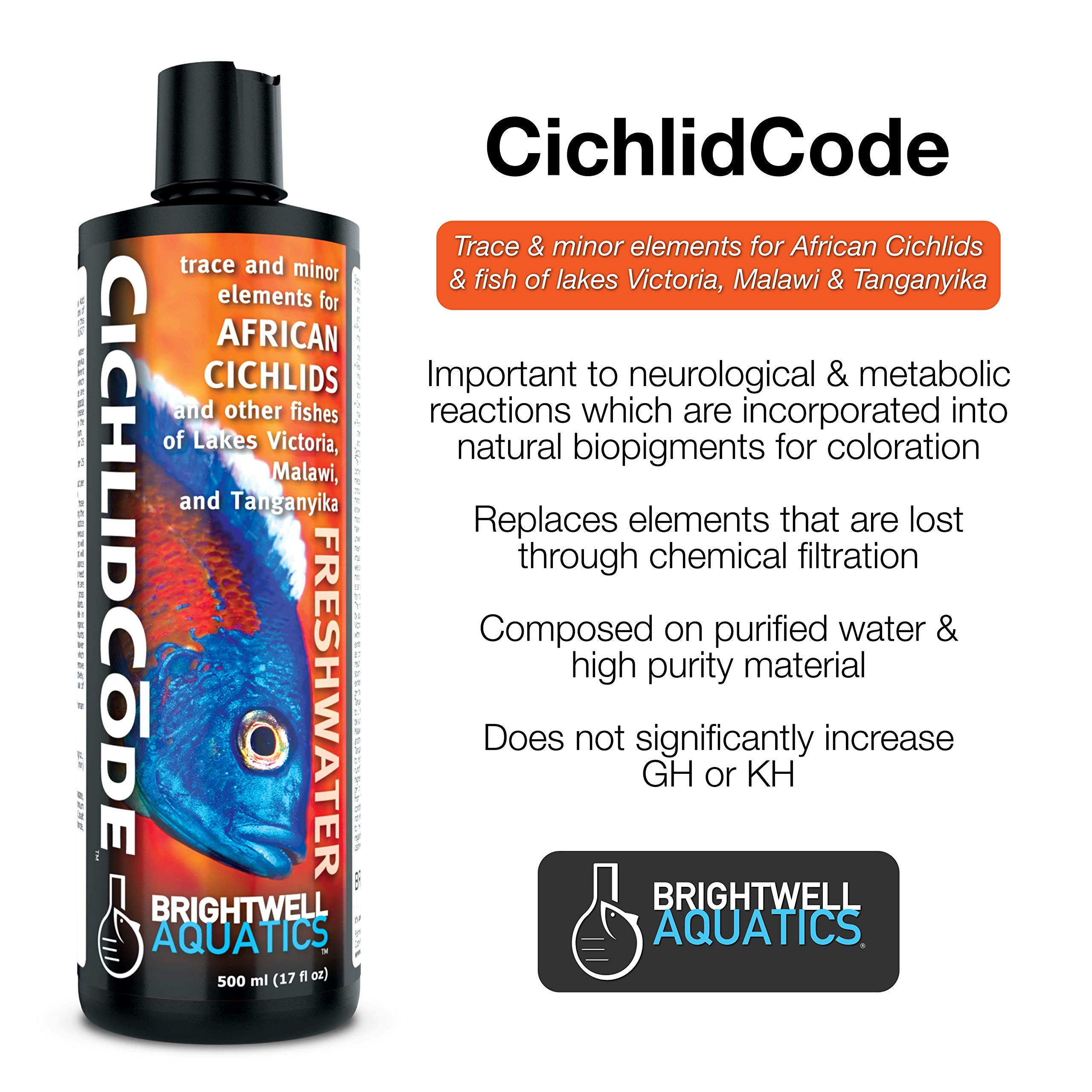 Brightwell Aquatics CichlidCode - Trace and Minor Elements for African Cichlids and Fish of Lakes Victoria, Malawi, and Tanganyi