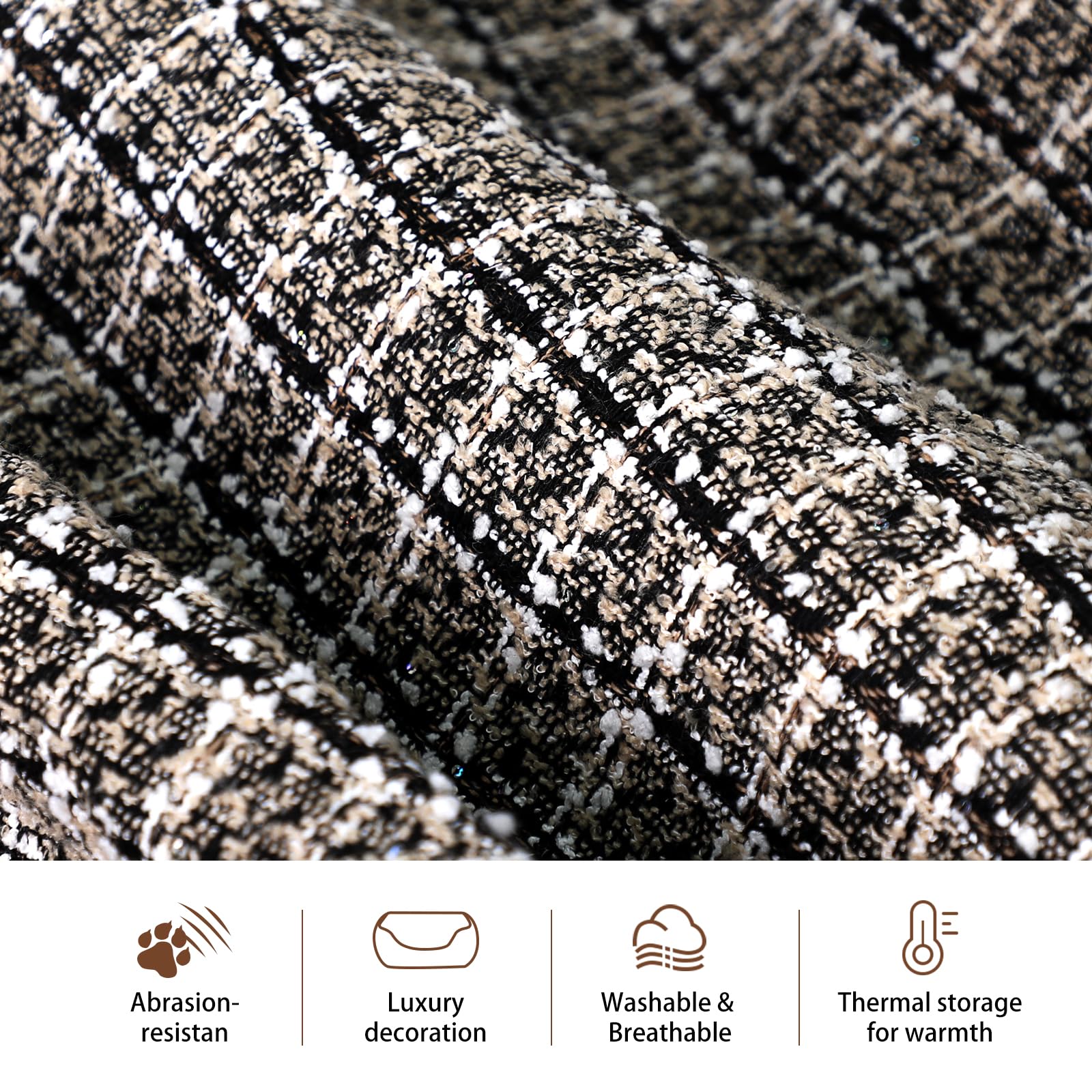 Zerbuger Tweed Rectangle Cat Dog Bed For Medium Small Pets Indoor Outdoor Machine Washable Sleeping Sofa Non-Slip Bottom Soft Pu