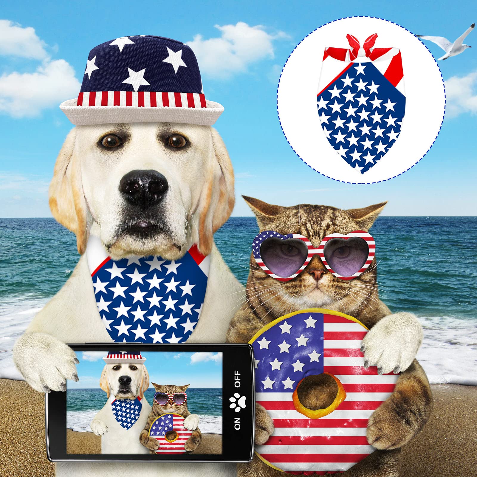 Eccliy 20 Pcs 4Th Of July Dog Bandanas For Pets Memorial Day Dog Bandanas Gifts Independence Day Pet Scarf Washable Triangle Bib