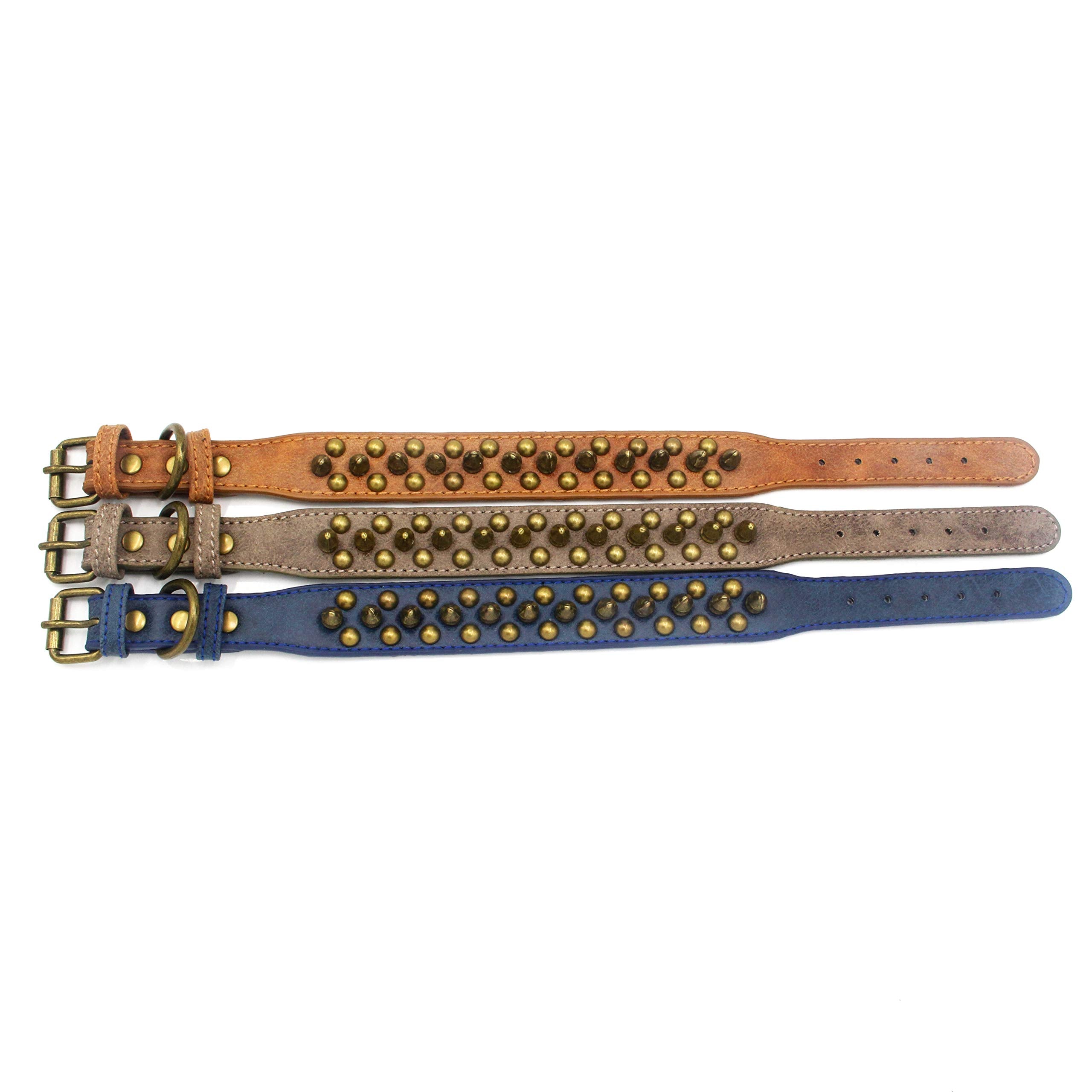 haoyueer Spiked Dog Collar Soft Pu Leather Mushrooms Rivet Spike Studded Puppy Adjustable Pet Collars for Small Breeds (S, Brown