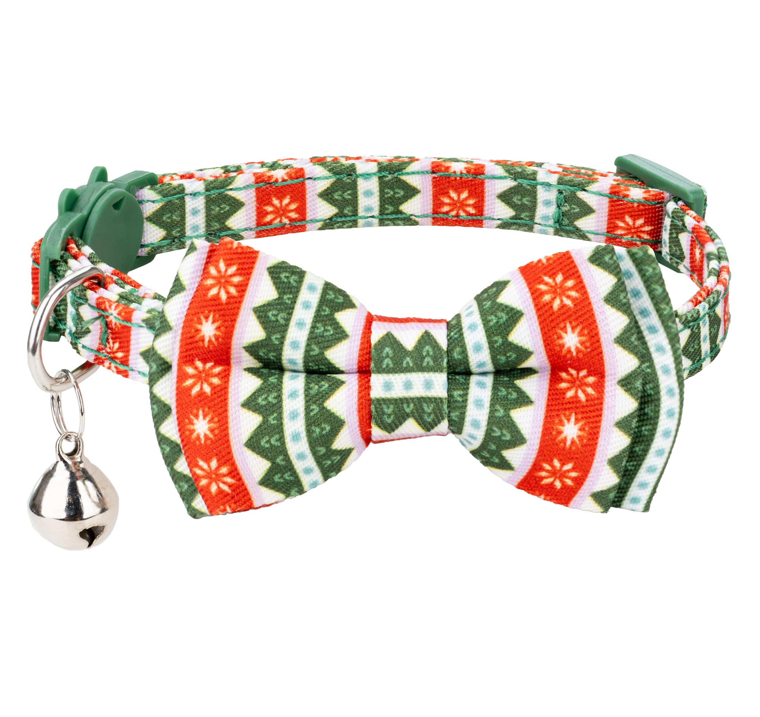 Gyapet Cat Collar Christmas With Bowtie Bell Safety Breakaway Kitten 7-11In Dot Colorful Adjustable Christmas-Tree