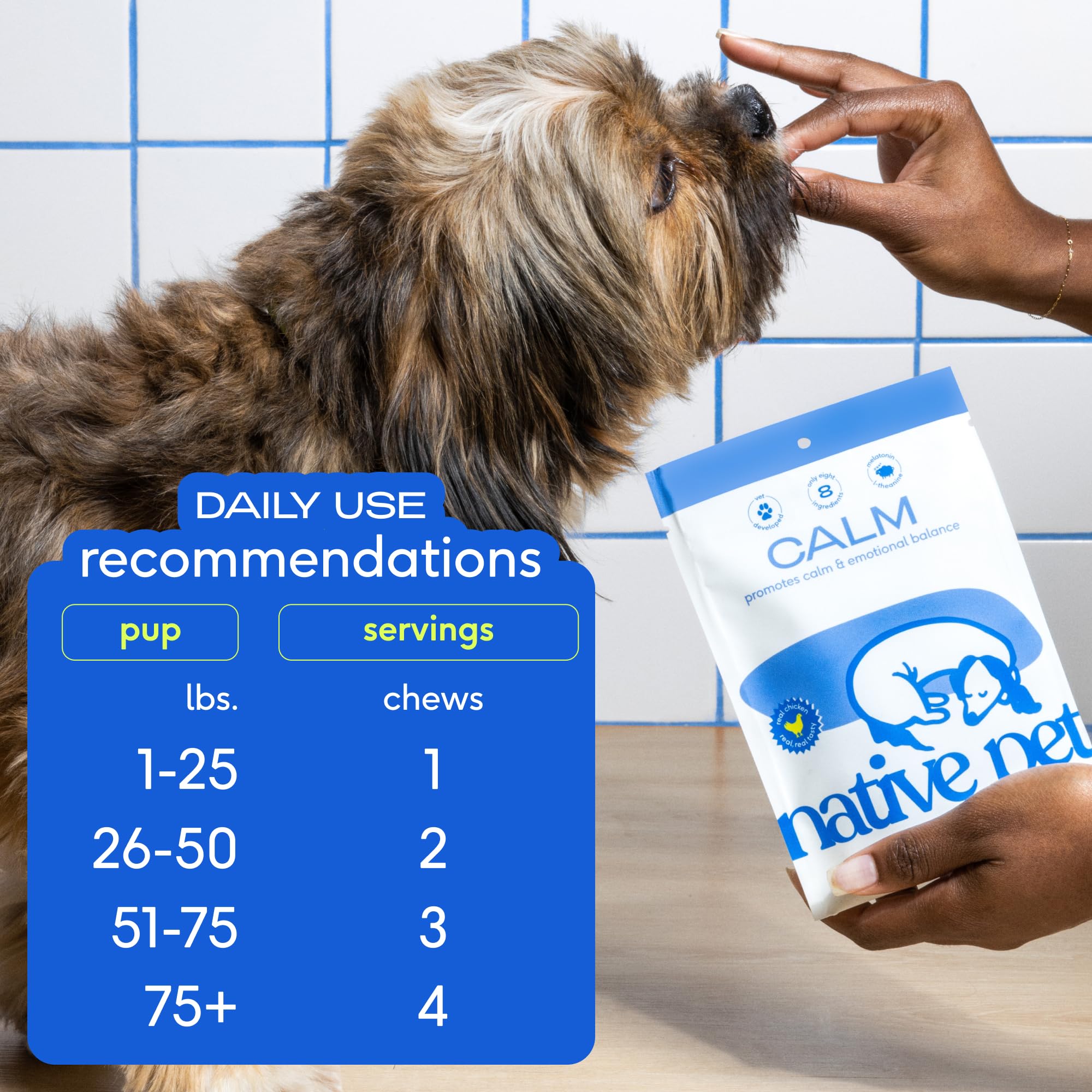 Native Pet Dog Calming Chews - Natural Calming Dog Treats Made with Melatonin for Dogs - Functional Dog Melatonin Chews with Rea