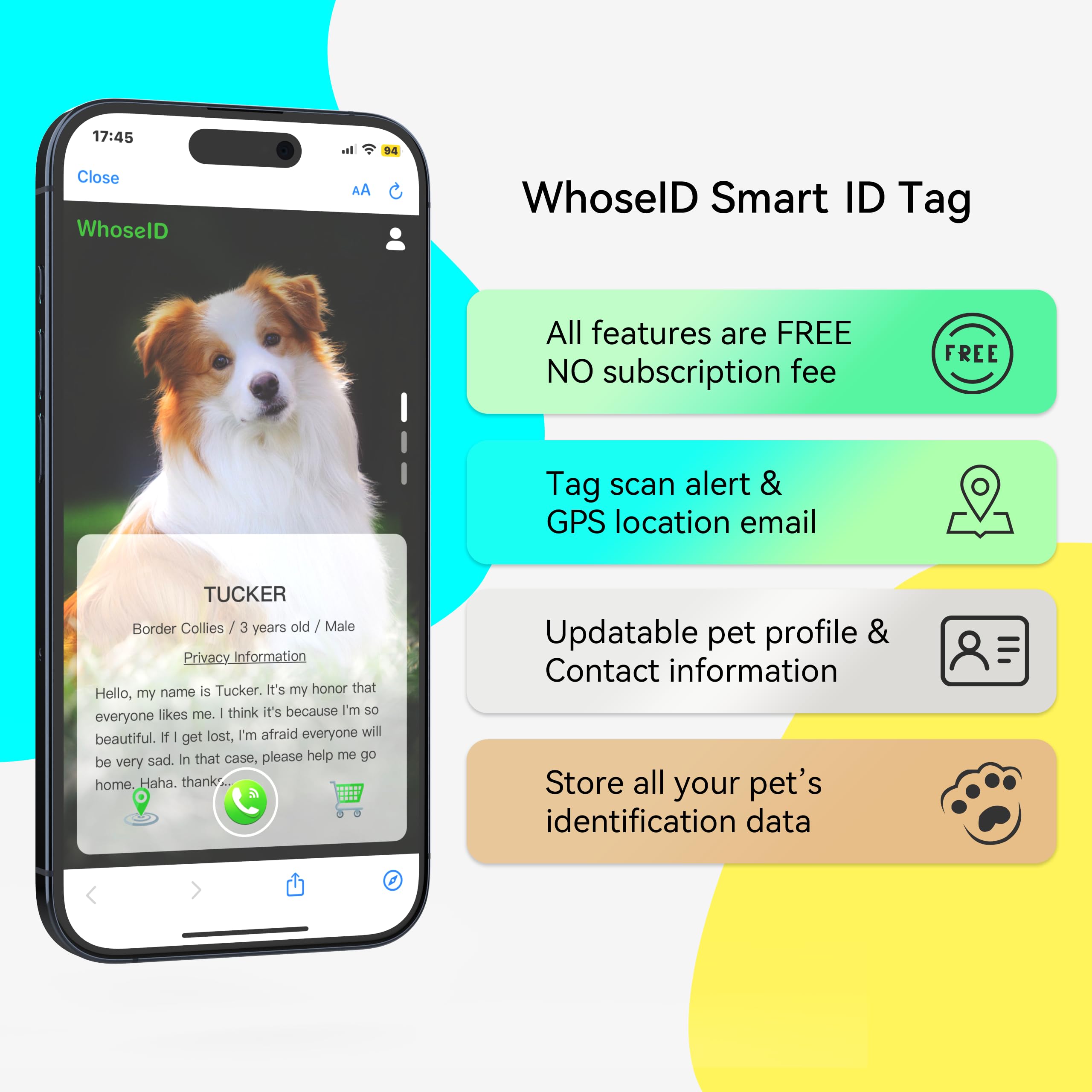 Whoseid Qr Code Dog Tag, Qr Code Pet Id Tag, Dog Id Tag, Waterproof Lightweight Silent Tag, Modifiable Free Pet Online Profile, Scan Qr Code Send Instant Pet Location Alert Email (Esa, Orange)