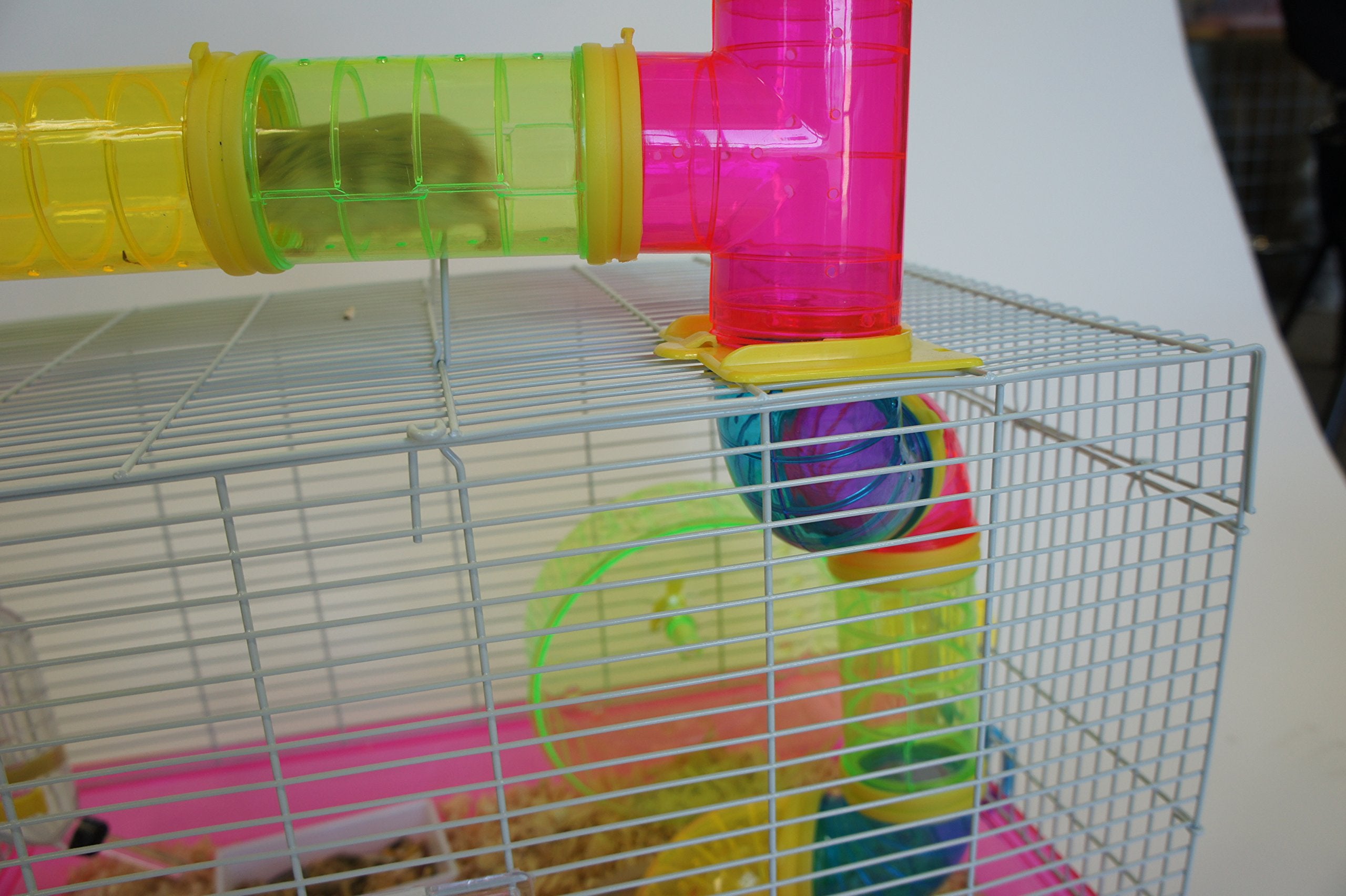 Dwarf Hamster, Mice Cage, with Color Tubes and Accessories, Pink