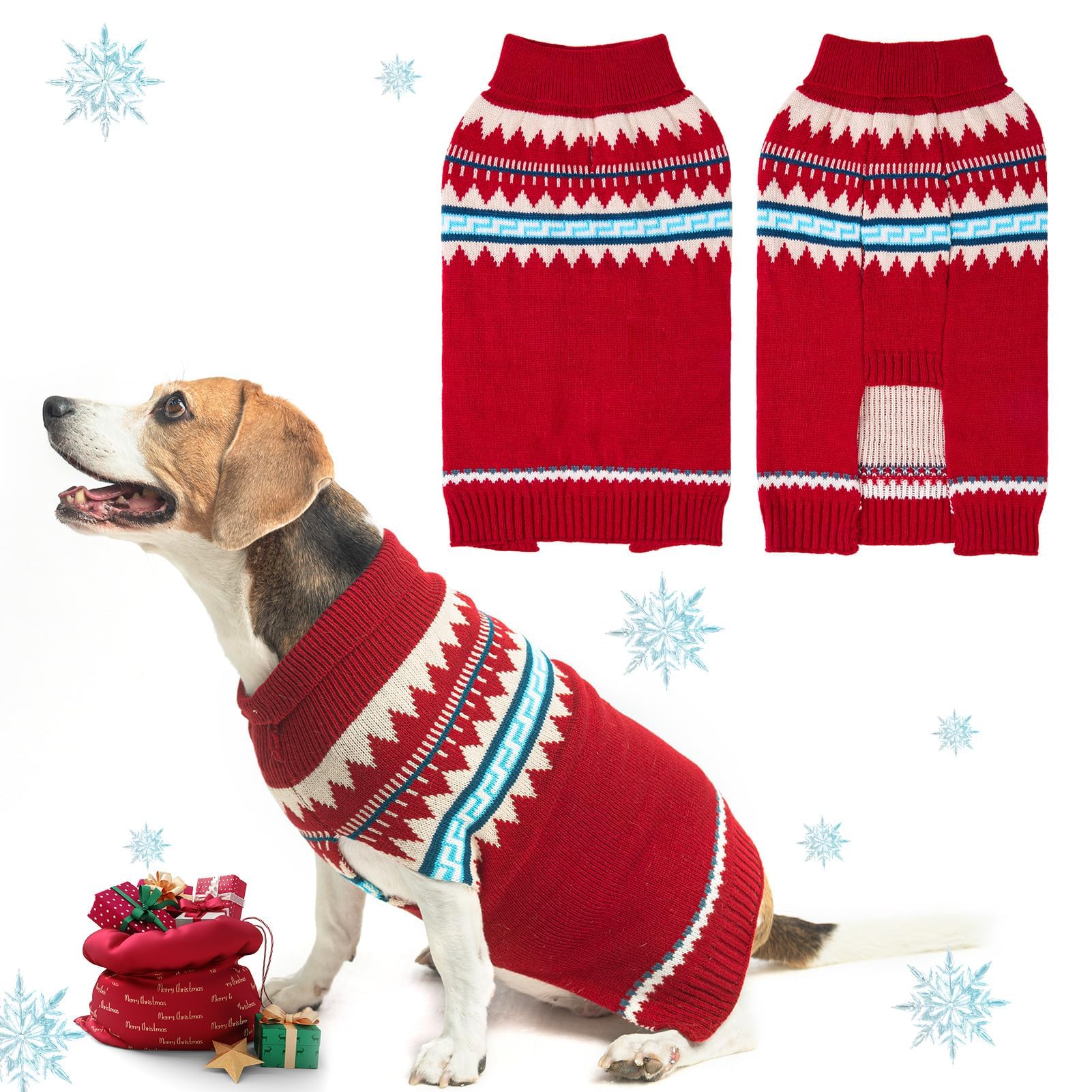 Bingpet Dog Sweater - Turtleneck Classic Knit Dog Sweaters For Small Medium Large Dogs, Pet Winter Clothes Warm Sweatshirts Outf