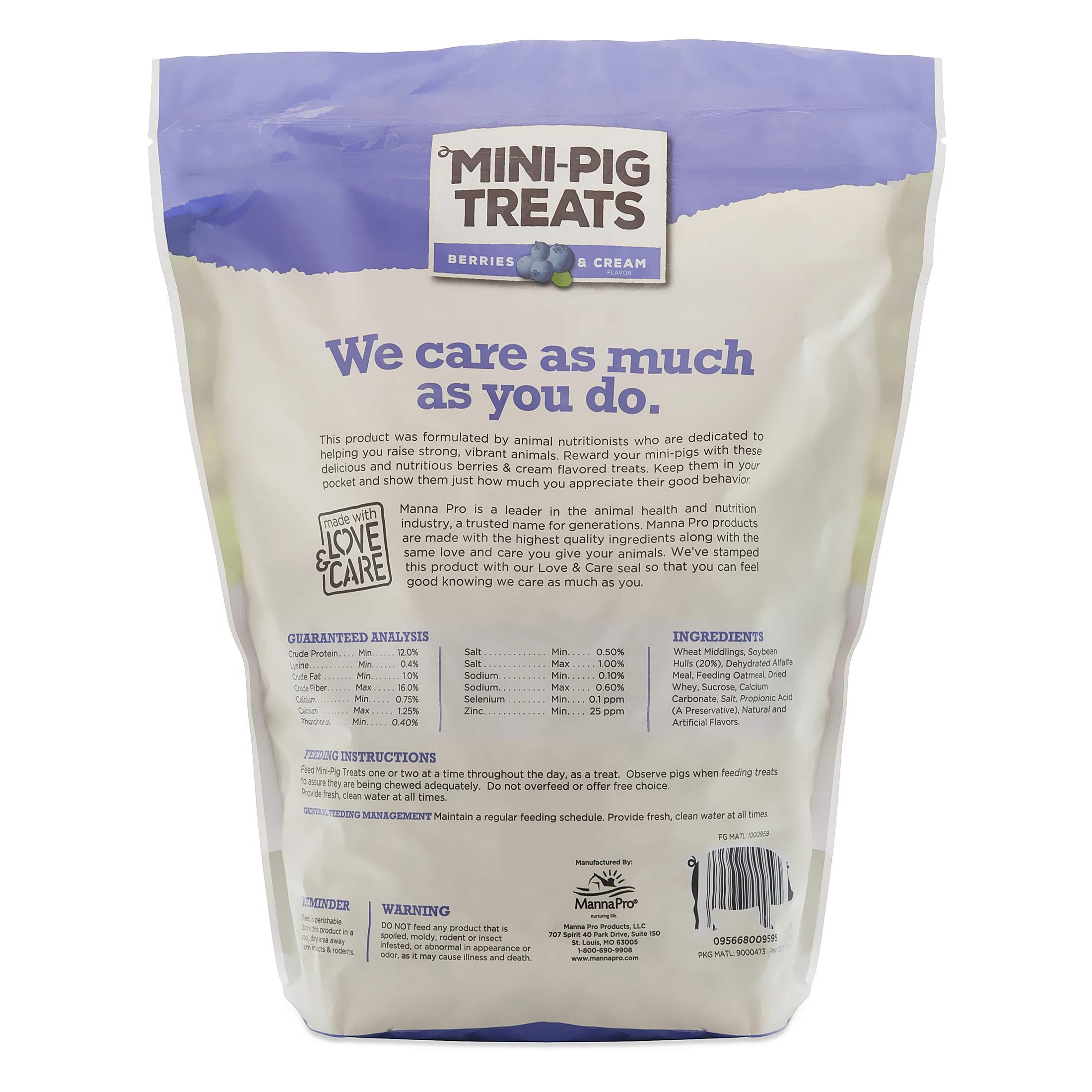Manna Pro Mini-Pig Treats, Berries and Cream Flavor, Natural and Delicious Reward for Mini Pigs, Supports Training and Bonding,