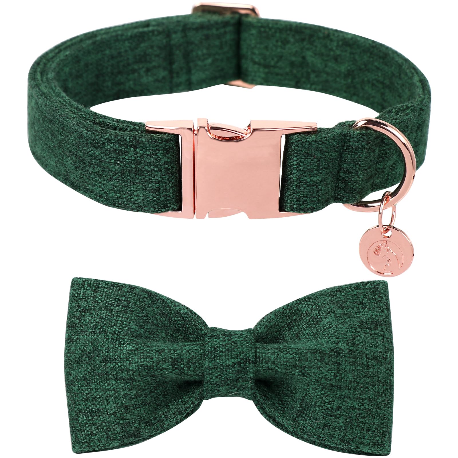 Dogwong Hemp Cotton Dog Collar With Bow, Christmas Green Pet Collar Durable Adjustable Puppy Collar For Small Puppy Dogs