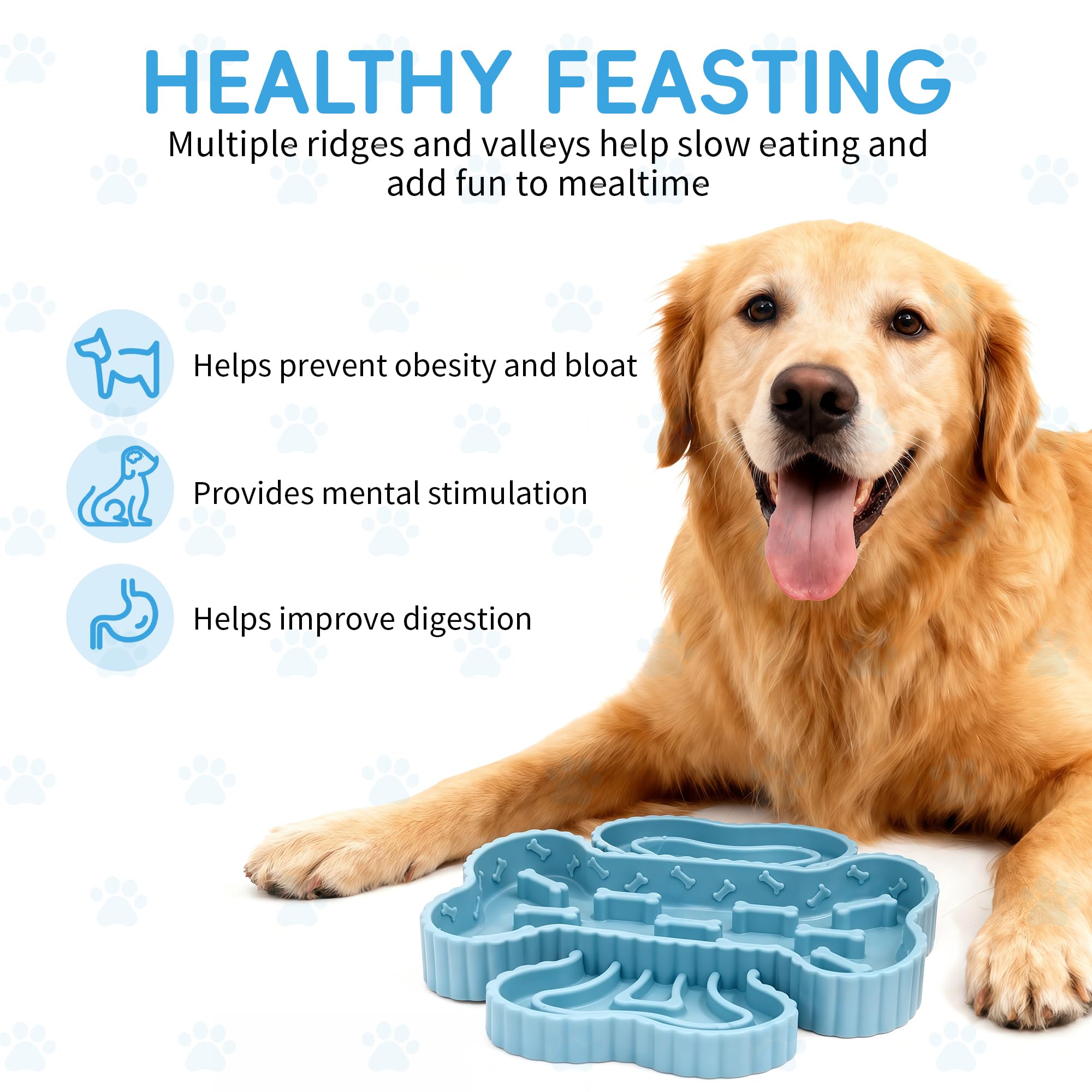 Slow Feeder Dog Bowls: Silicone Slow Eating Dog Food Bowl for Small Medium Large Breed - Puppy Puzzle Bowl Anti-Choking Stop Blo
