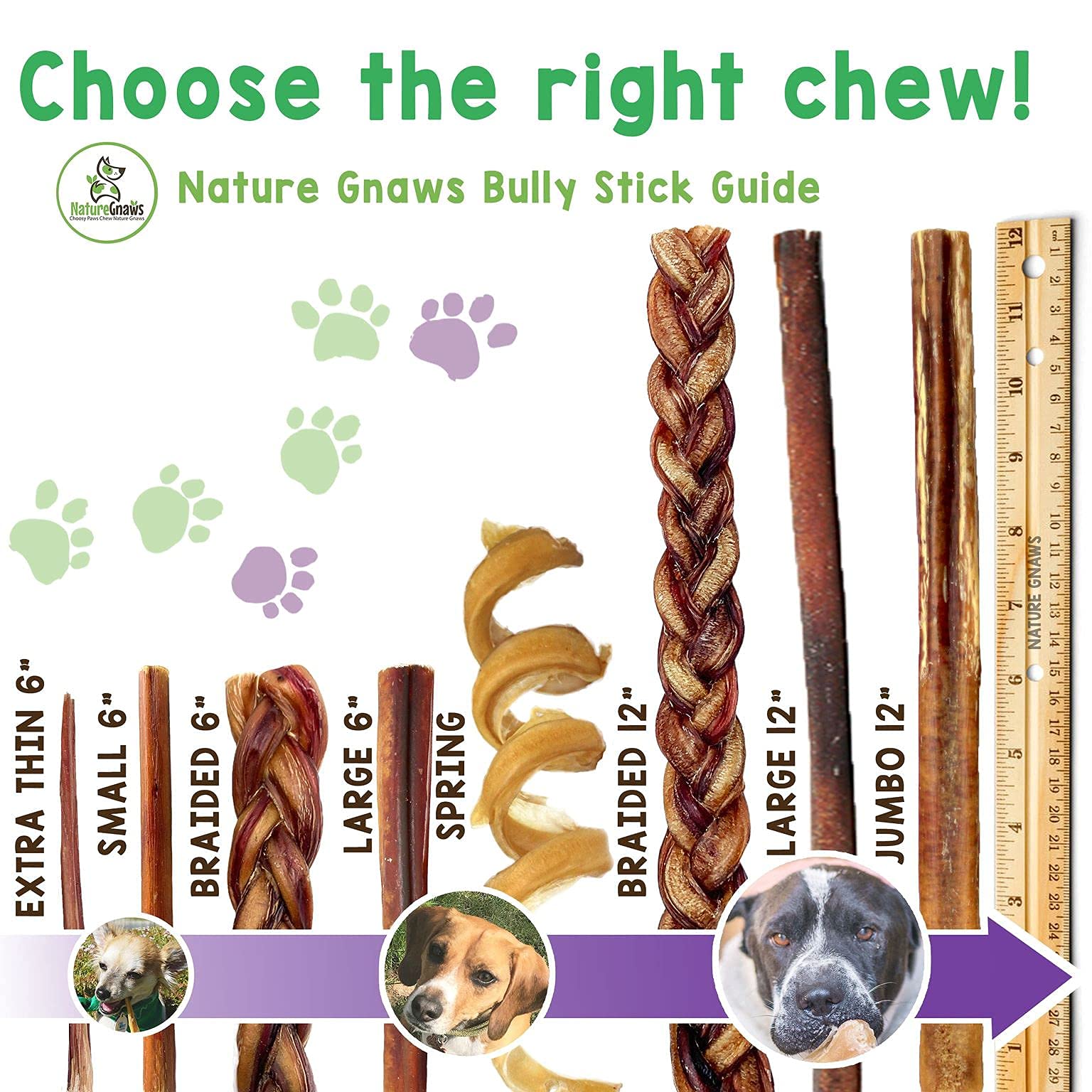 Nature Gnaws Extra Large Bully Sticks for Dogs - Premium Natural Beef Dental Bones - Thick Long Lasting Dog Chew Treats for Aggr