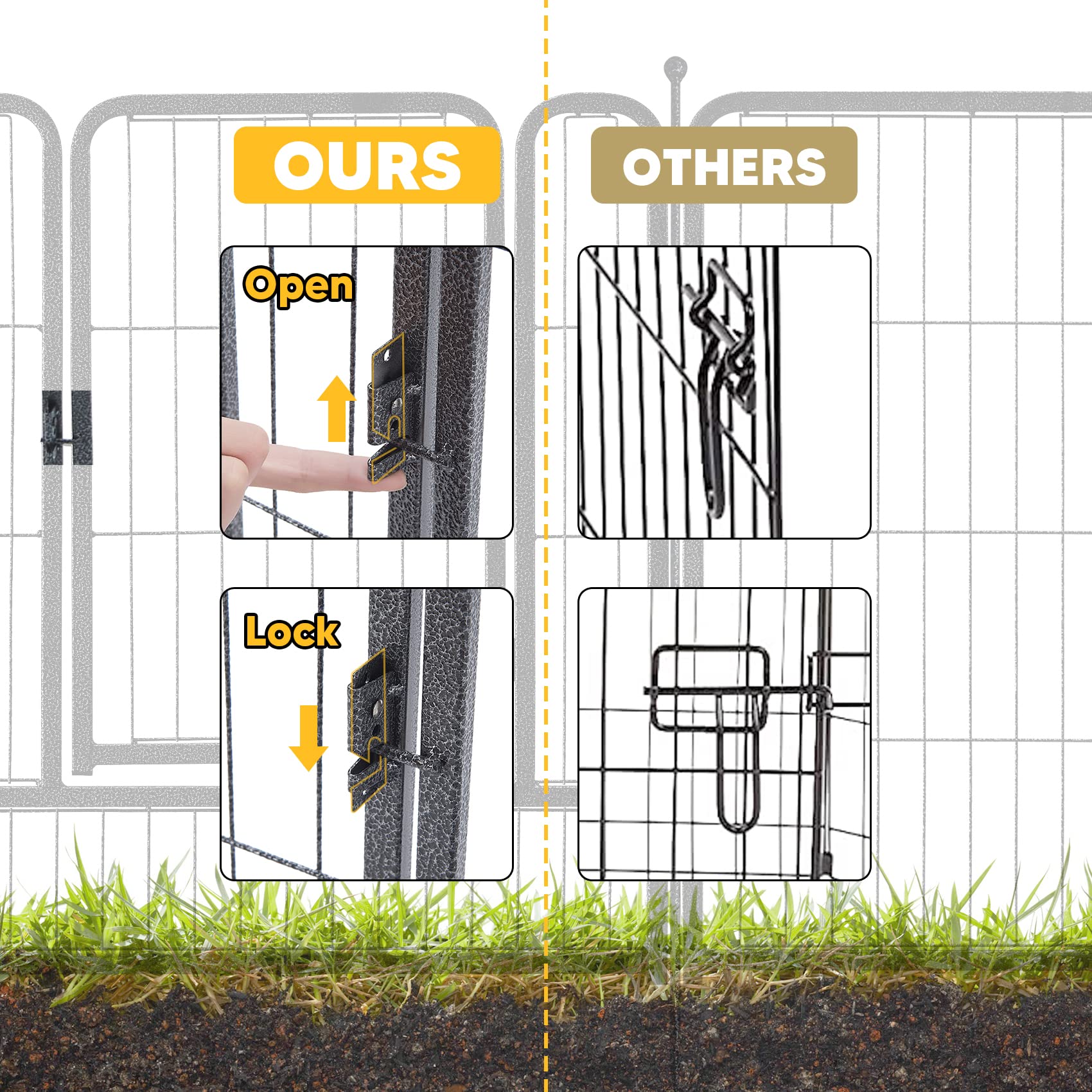 TMEE Dog Playpen - 8/16 Panels, 32" Height, Metal Outdoor Fence for Large/Medium/Small Dogs, Black, Model JD-DP