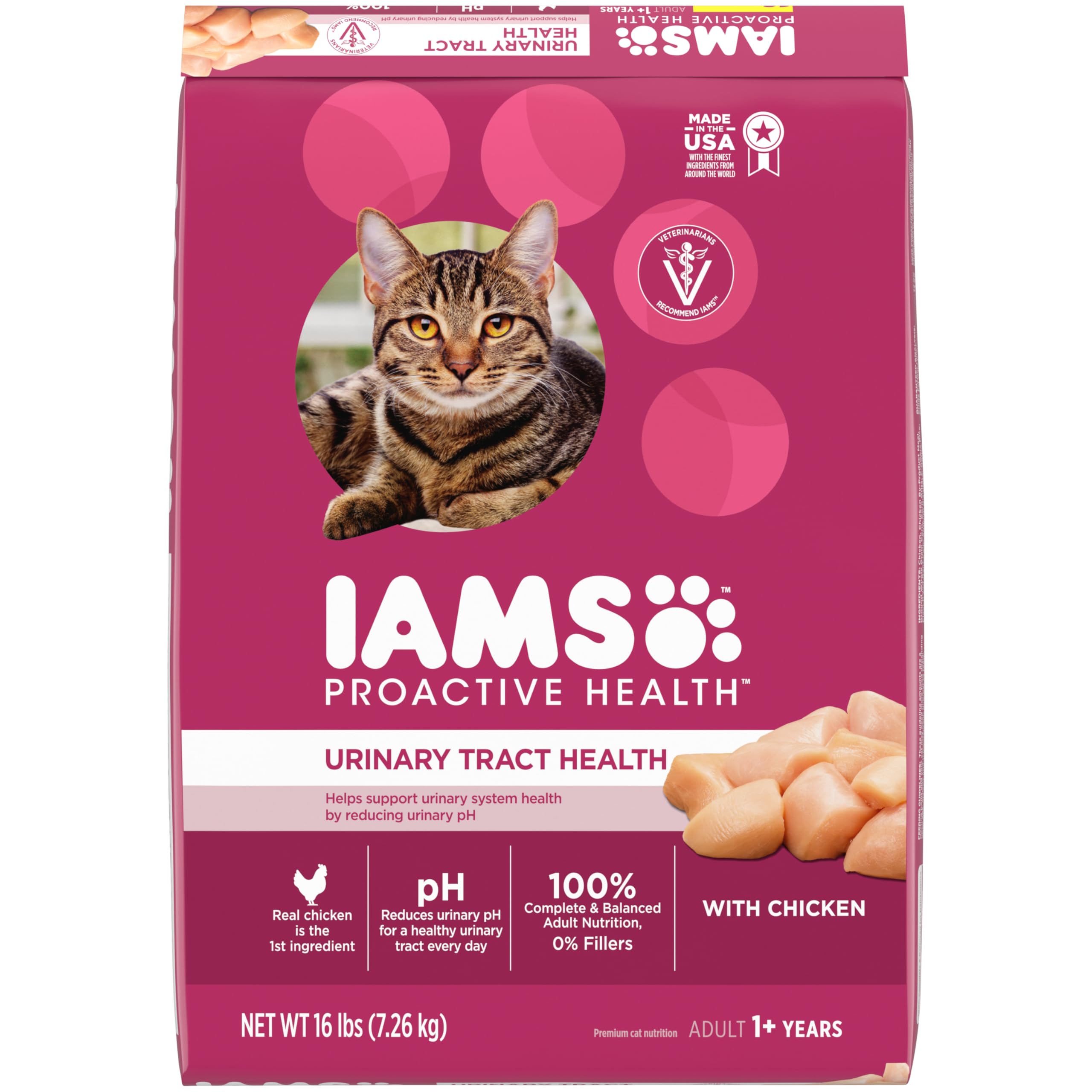 IAMS Proactive Health Adult Urinary Tract Healthy Dry Cat Food with Chicken, 16 lb. Bag