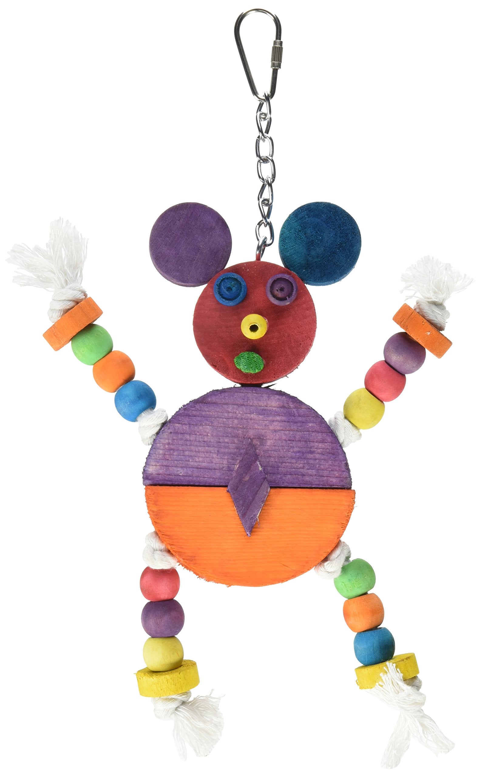 A&E CAGE COMPANY HB46352 Happy Beaks Crazy Wooden Mouse Assorted Bird Toy, 9 by 11.8"