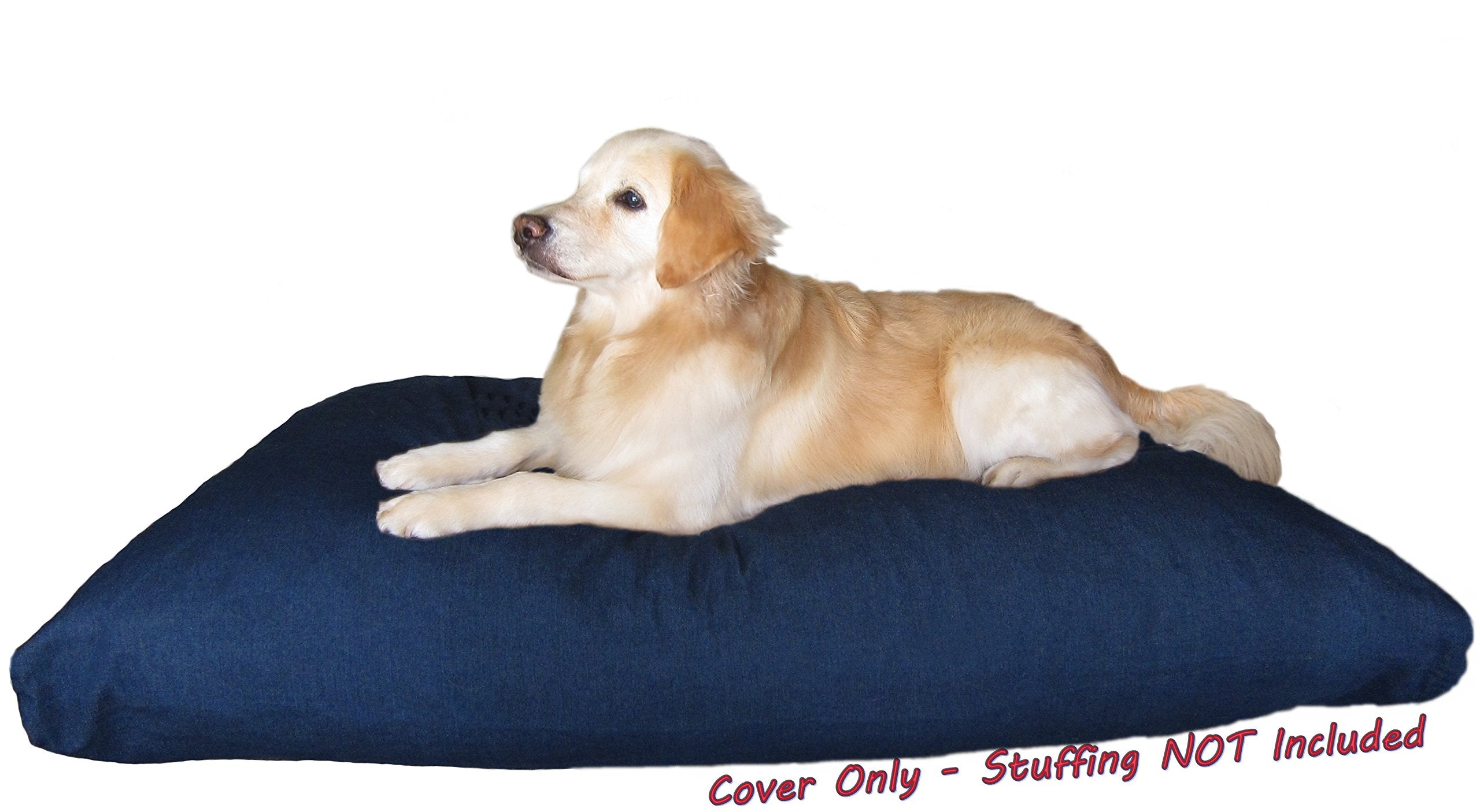 Dogbed4less DIY Durable Blue Denim Pet Bed External Duvet Cover and Waterproof Internal Case for 55X37X4 XXL Dog Bed - Replaceme