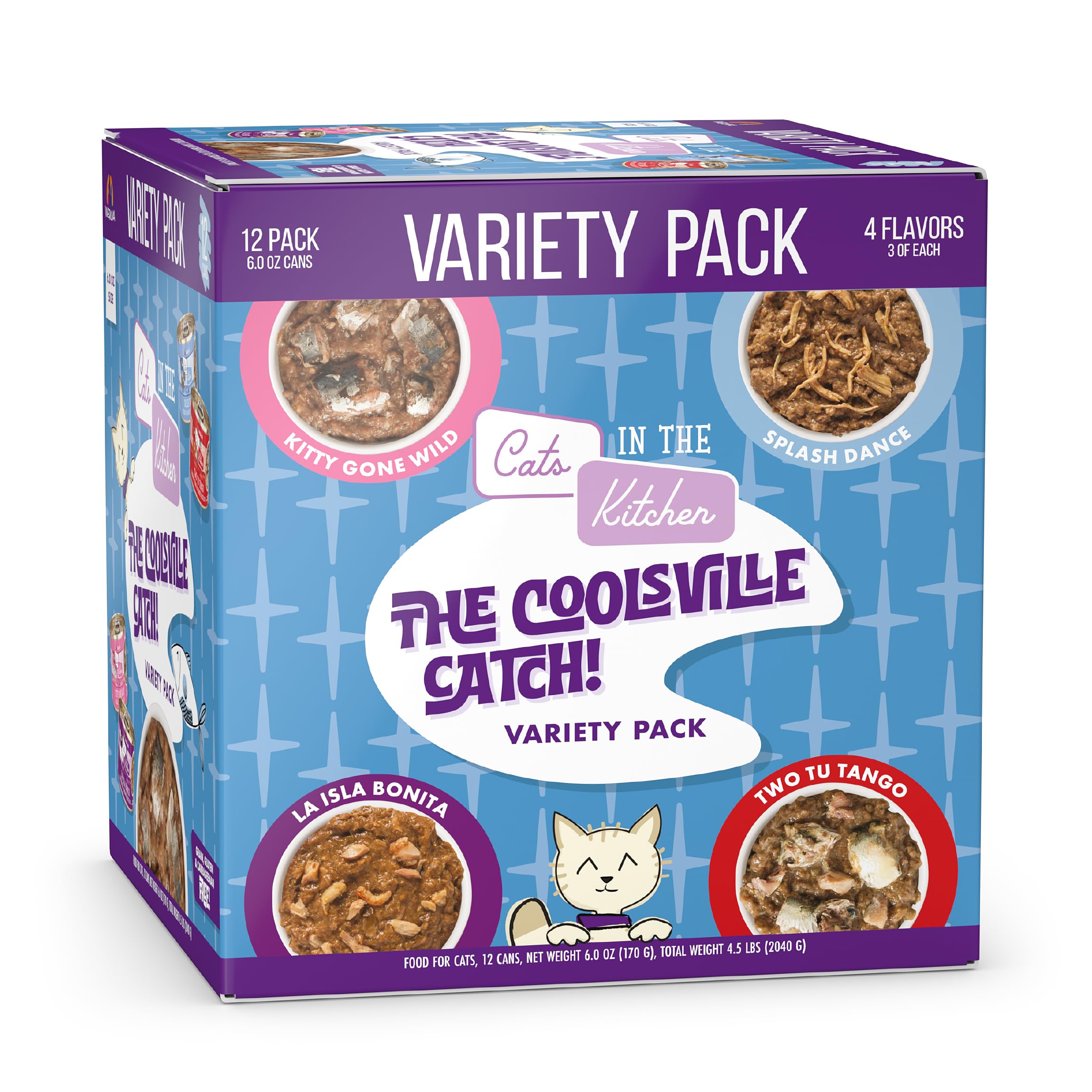 Weruva Cats in The Kitchen, The Coolsville Catch! Variety Pack, 6oz Can (Pack of 12)