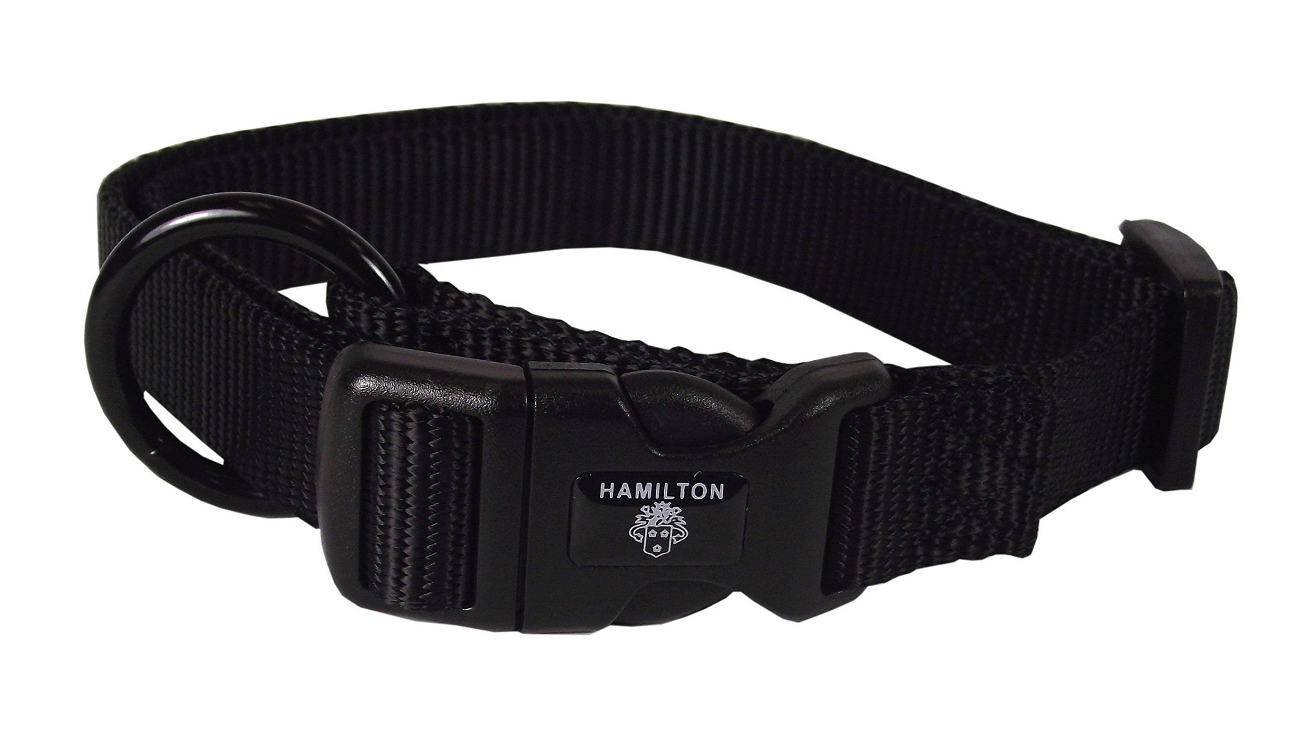 Hamilton Adjustable Nylon Dog Collar, Black, 1' X 18-26'