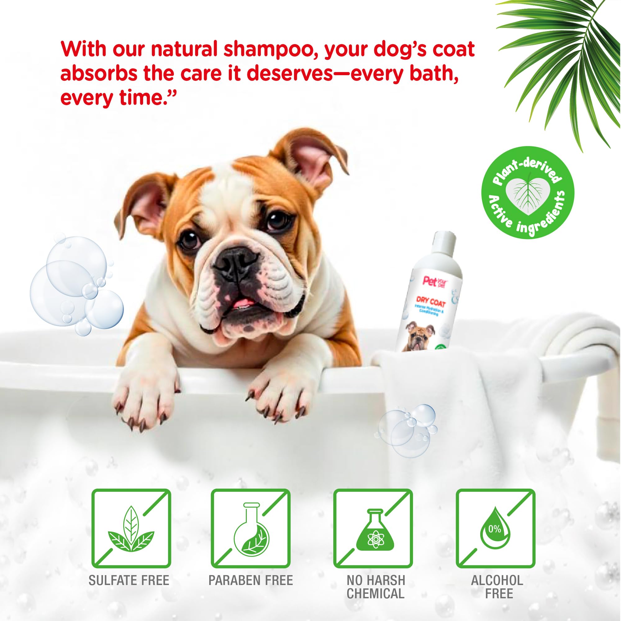 Pet Your Pet Natural Dog Shampoo For Dry Coats - Intense Hydration & Conditioning With Aloe, Coconut & Jojoba Oil - Moisturizing