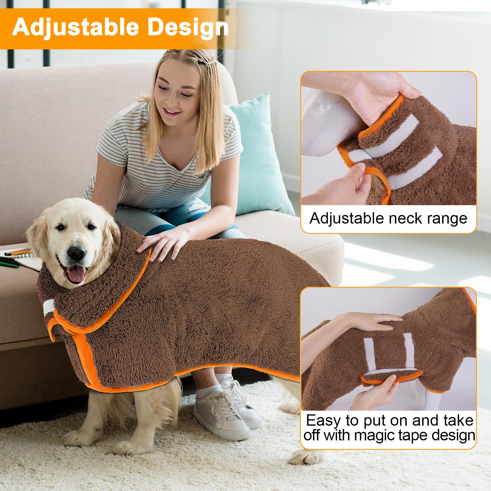 Super Absorbent Dog Bathrobe Towel For Large Dogs - Quick Drying Robe After Bath, Soft And Adjustable Coat To Keep Warm (S-Xxl)