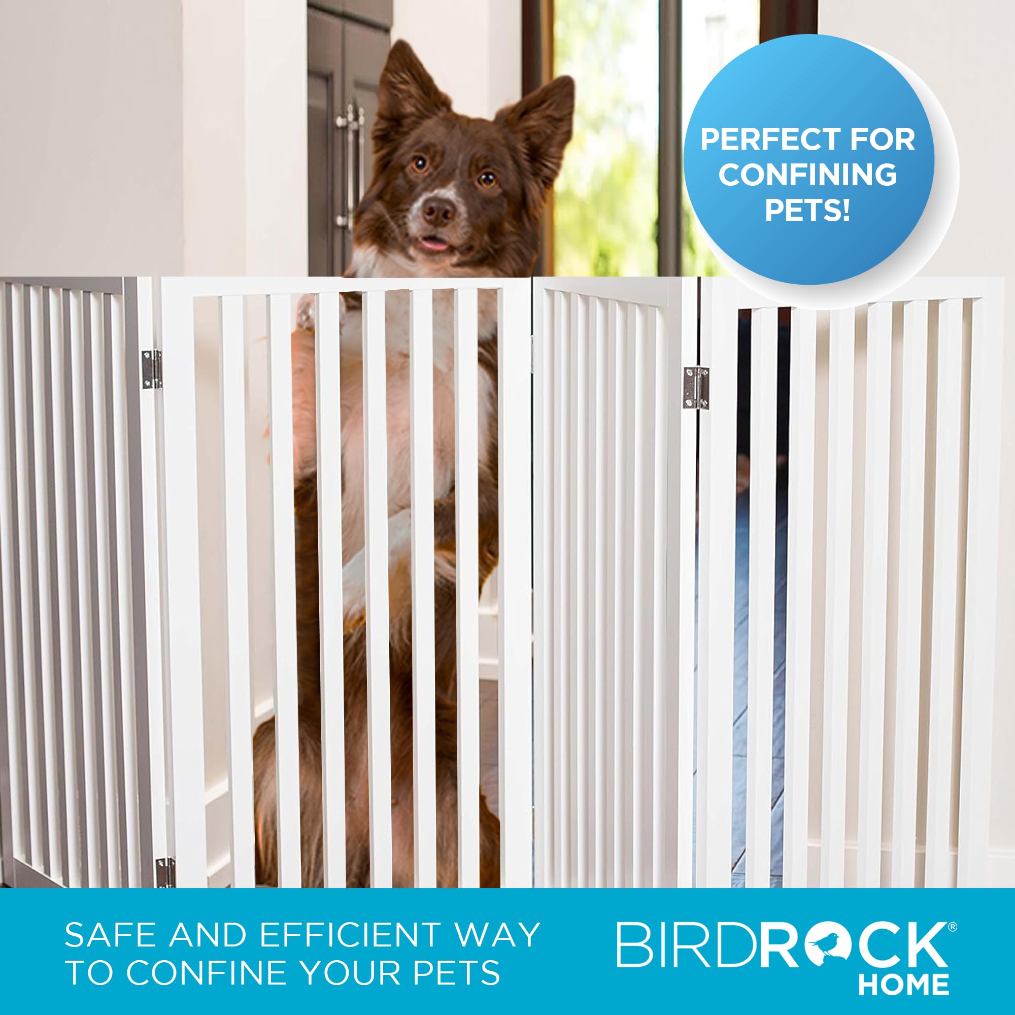 Internet'S Best Dog Gate Indoor Freestanding Pet Barrier, Folding Wood Dog Fence, Extra Wide Doorway Puppy Gate, Indoor Animal P