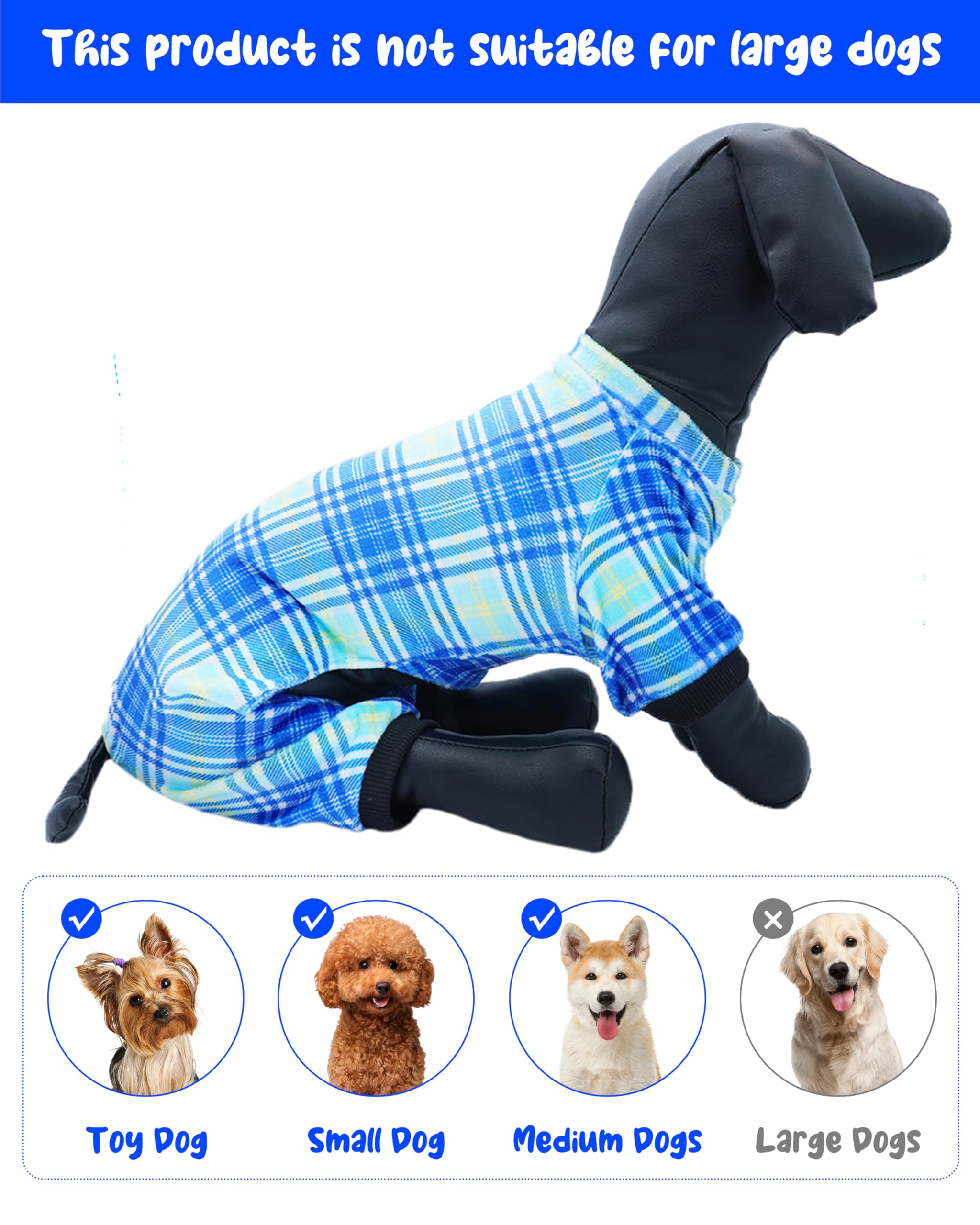 Pet Show 4 Pack Small Dog Pajamas Cute Dinosaur Monster Clothes Doggies Soft Stretchy Pjs Plaid Jumpsuit Puppy Cats Tie Dye Ones