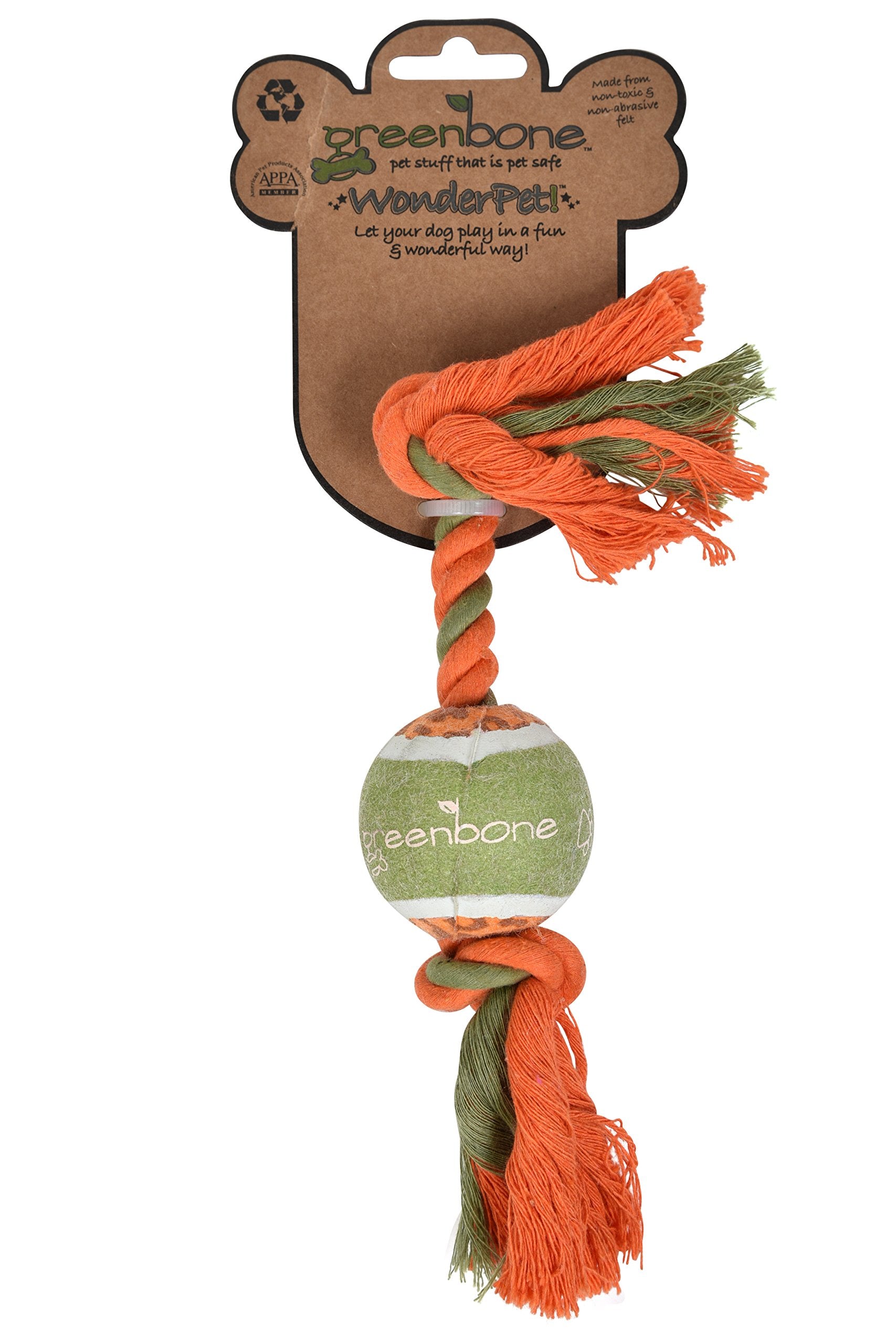 Greenbone Wonderpet Pull n Play Mini Double Knot Tennis Ball Toys for Small Dogs - Durable, Engaging Playtime