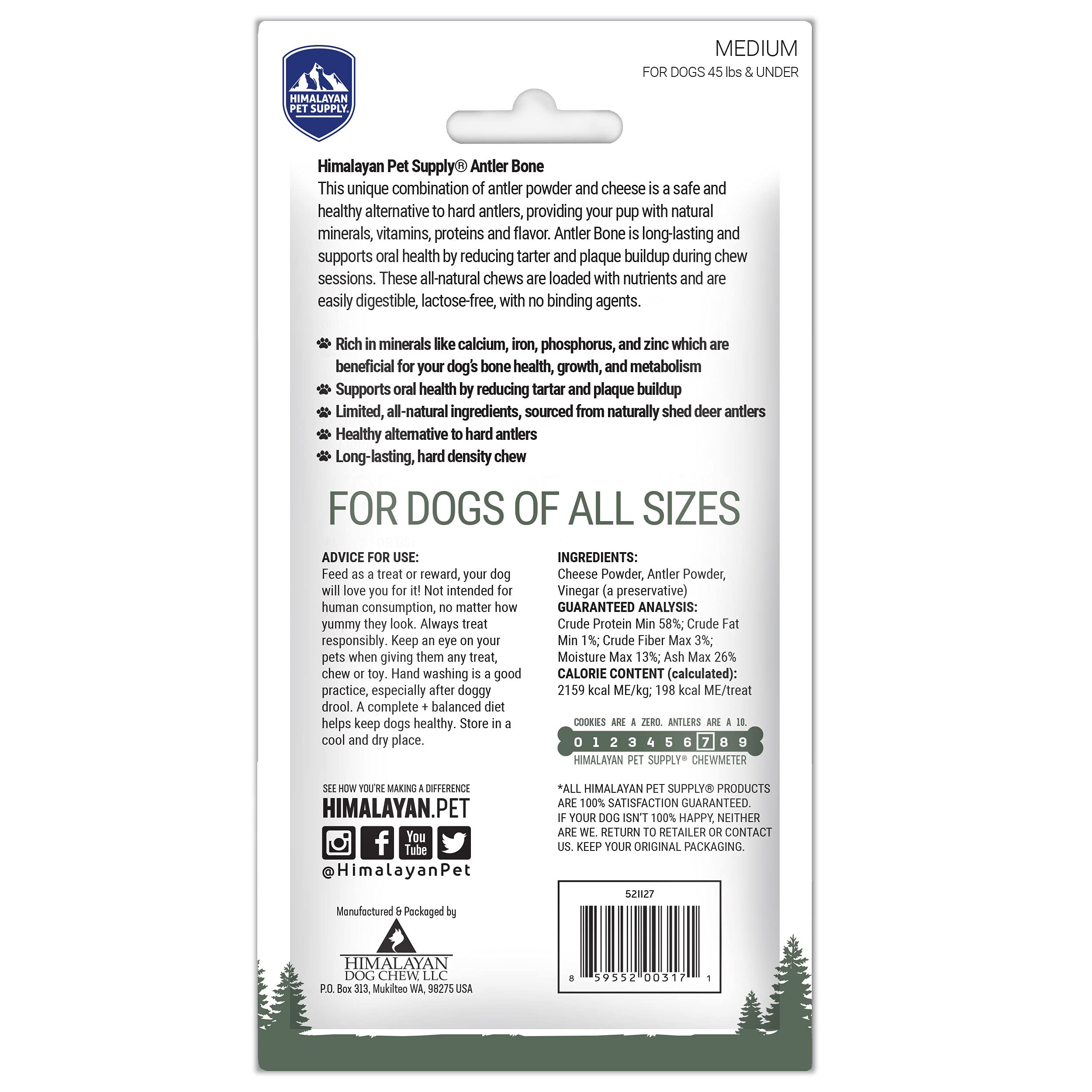 Himalayan Dog Chew Antler & Himalayan Cheese Dog Chew - 45 lbs, Long Lasting, Low Odor, 100% Natural, Safe for Dogs 45 lbs & Smaller