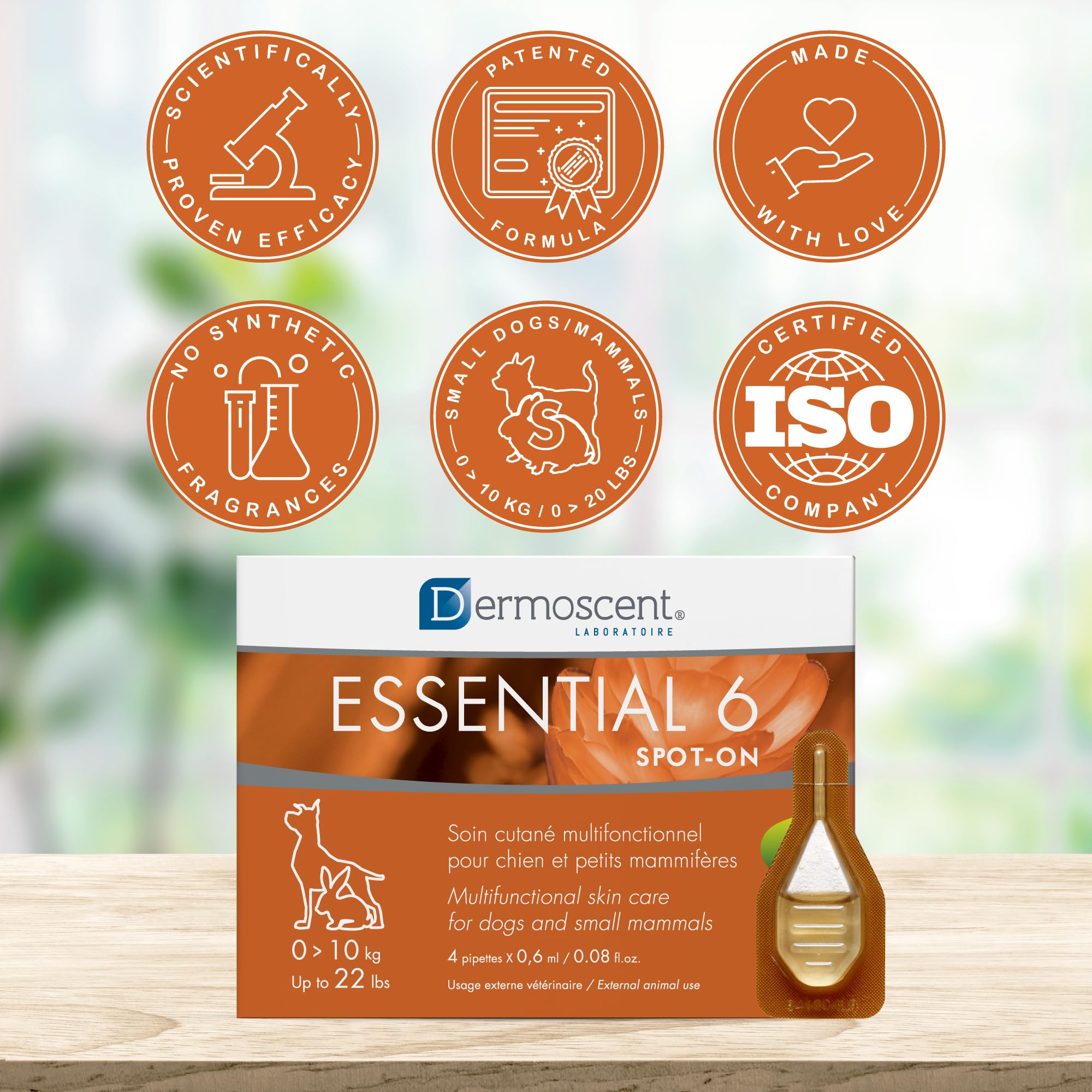Dermoscent Essential 6 spot-on - Dog Skin Care for Dandruff & Allergy Relief with Vitamin E Oil - Anti Itch for Dogs - Dog & Sma