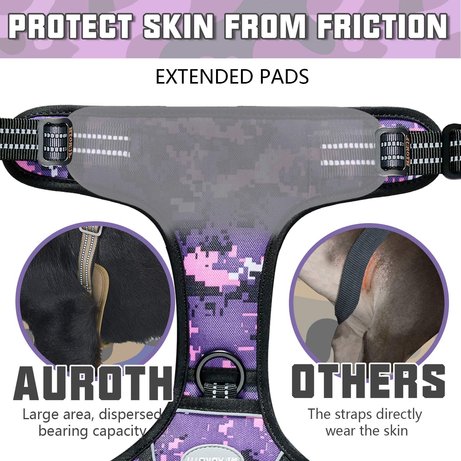 AUROTH Tactical Dog Harness for Small Medium Large Dogs No Pull Adjustable Pet Harness Reflective K9 Working Training Easy Contr