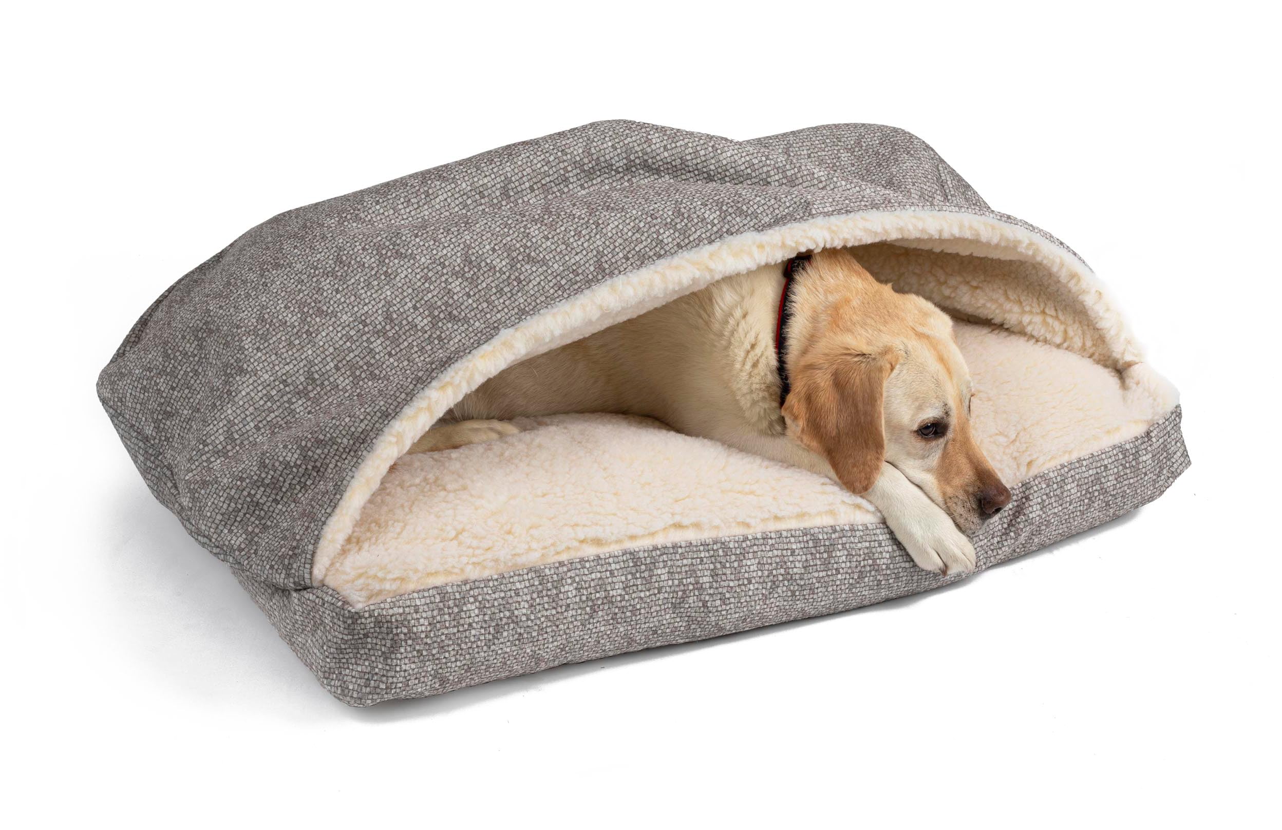 Snoozer Pet Products Luxury Rectangle Cozy Cave Dog Bed With Microsuede, Showdog Collection, Medium, Merlin Linen