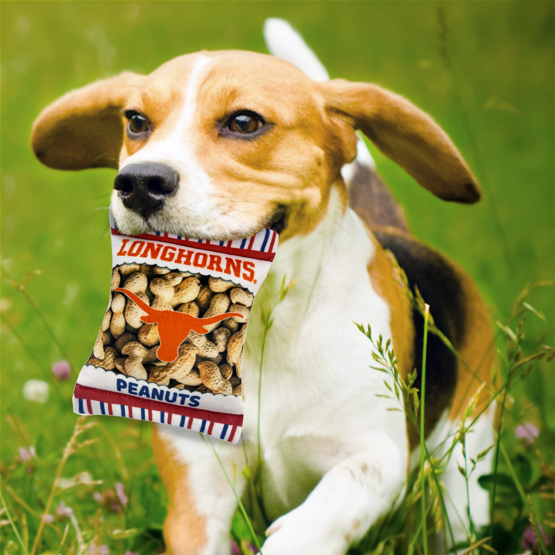 Pets First Ncaa Texas Longhorns Crinkle Fine Plush Dog & Cat Squeak Toy- Cutest Stadium Peanuts Snack Toy For Dogs & Cats With I
