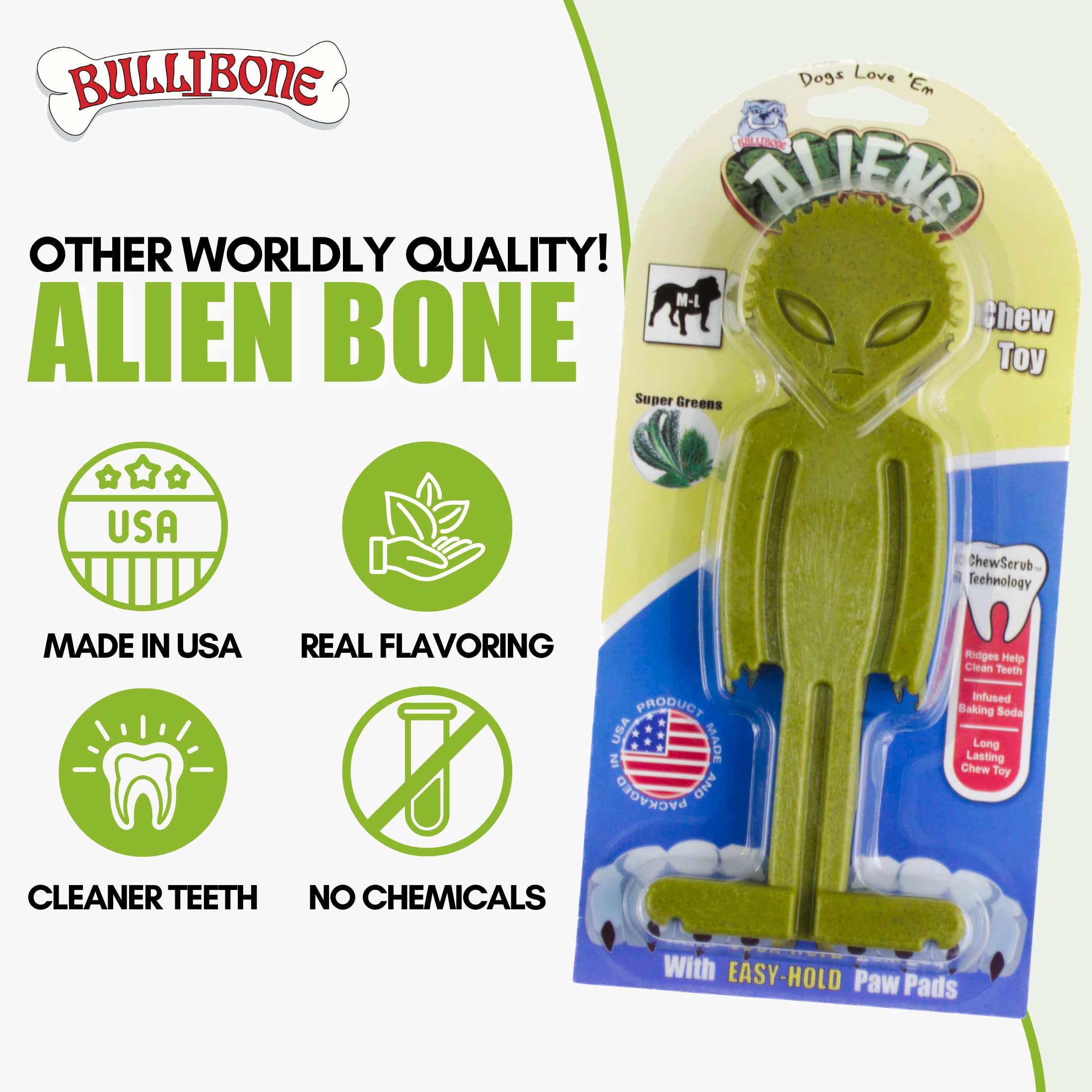 Bullibone Alien Bone: Chew Toy for Aggressive Chewers and Small Dogs