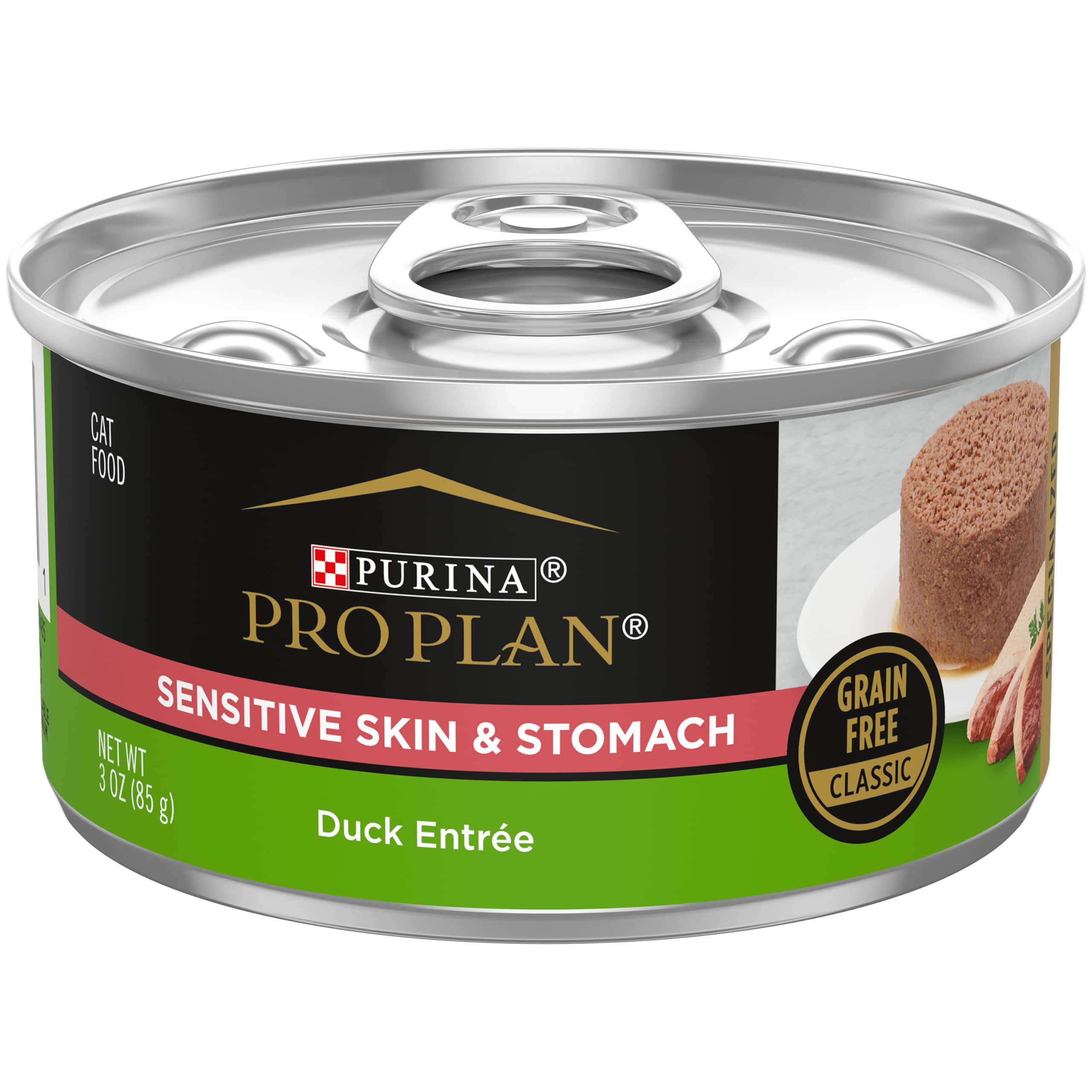 Purina Pro Plan Sensitive Skin and Stomach Wet Cat Food, Sensitive Skin and Stomach Duck Entree - (Pack of 24) 3 oz. Pull-Top Ca