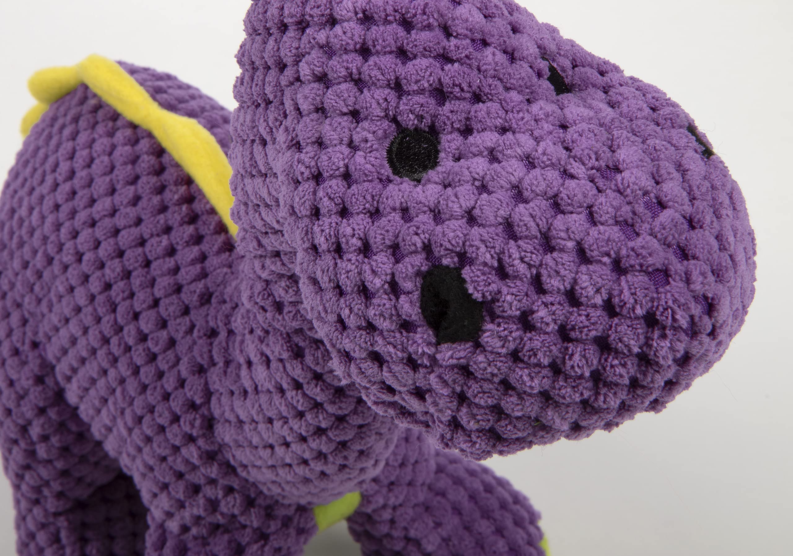 Godog Checkers Dinos Bruto Squeaky Plush Dog Toy, Chew Guard Technology - Purple, Large