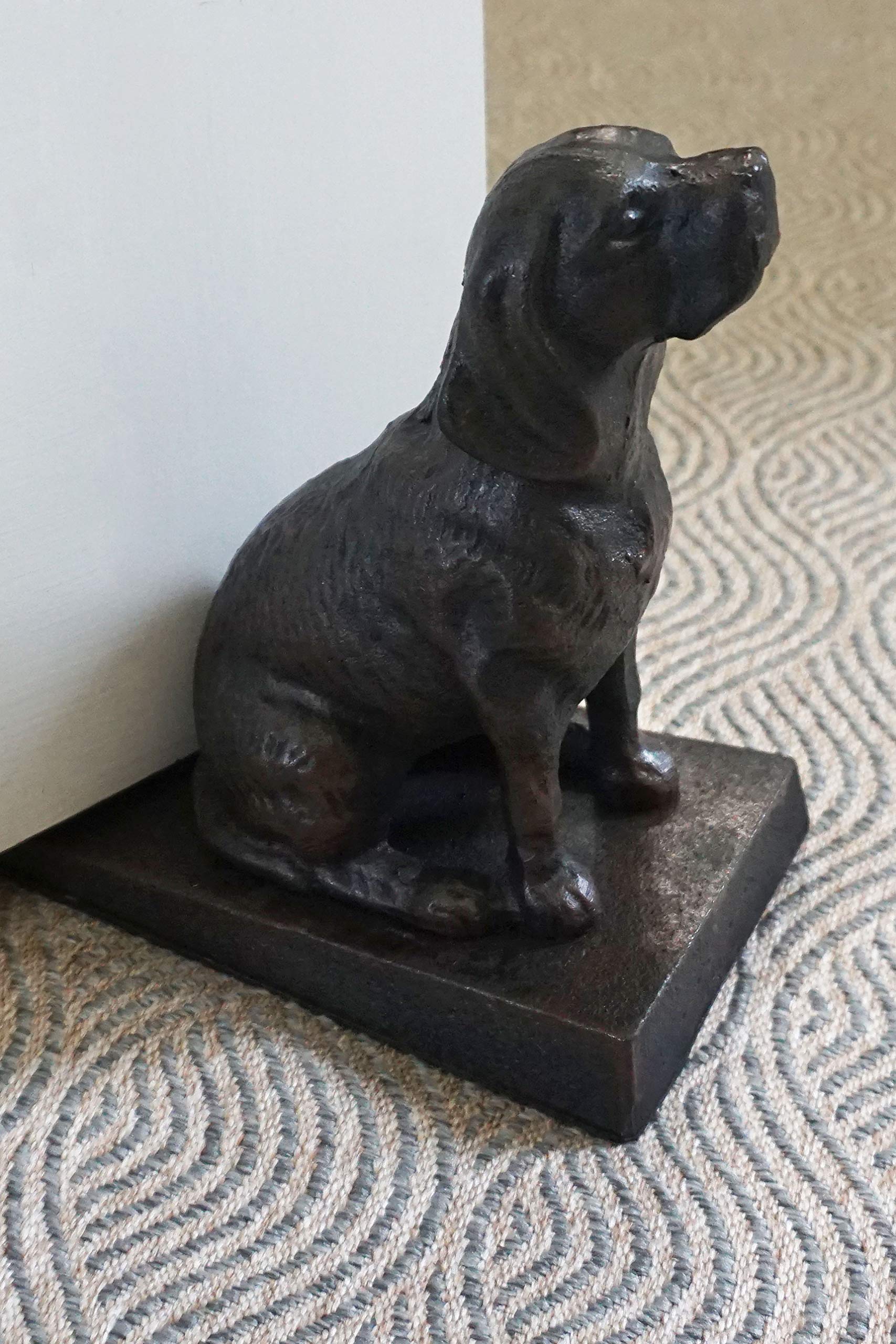 Lulu Decor Cast Iron Heavy Duty 6 Lbs 8 Oz Dog Door Stopper With Base, Measures 7' H, 3.5' W And 8.25' L, Cute, Good Looking Dog